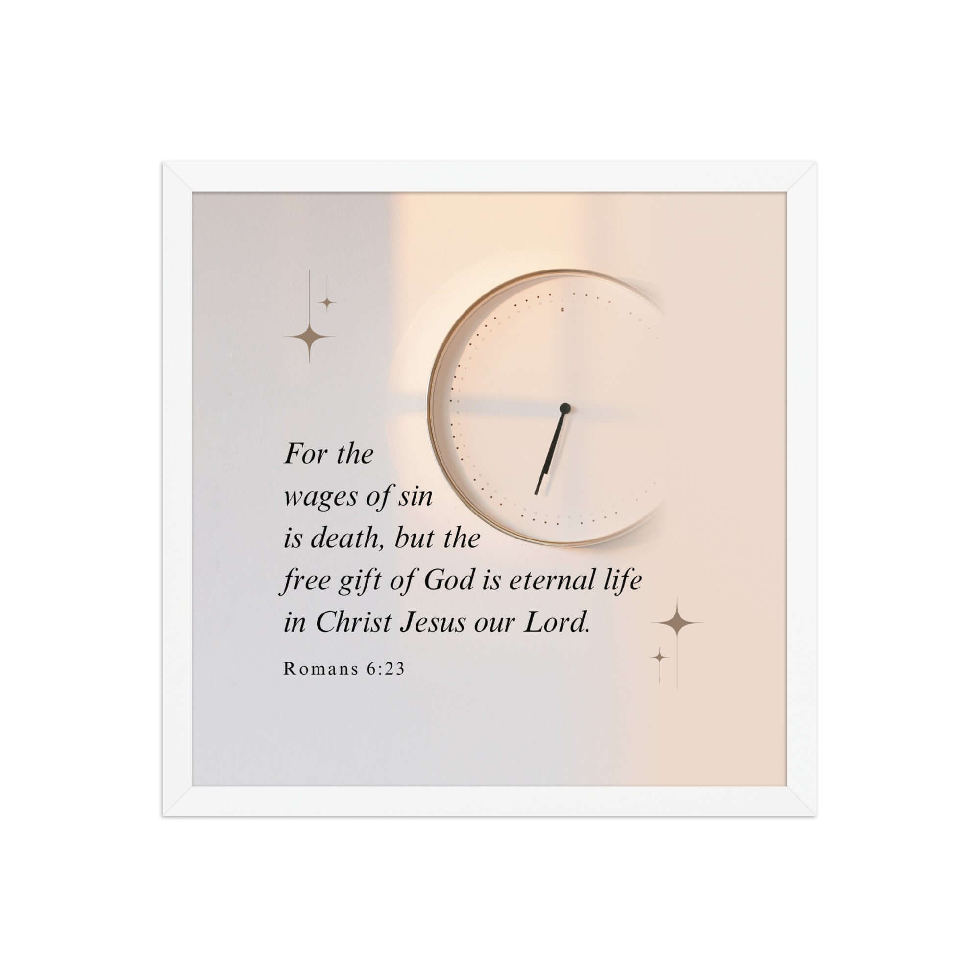 Romans 6:23 Bible Verse, our Lord Enhanced Matte Paper Framed Poster Wall Art White 16″×16″