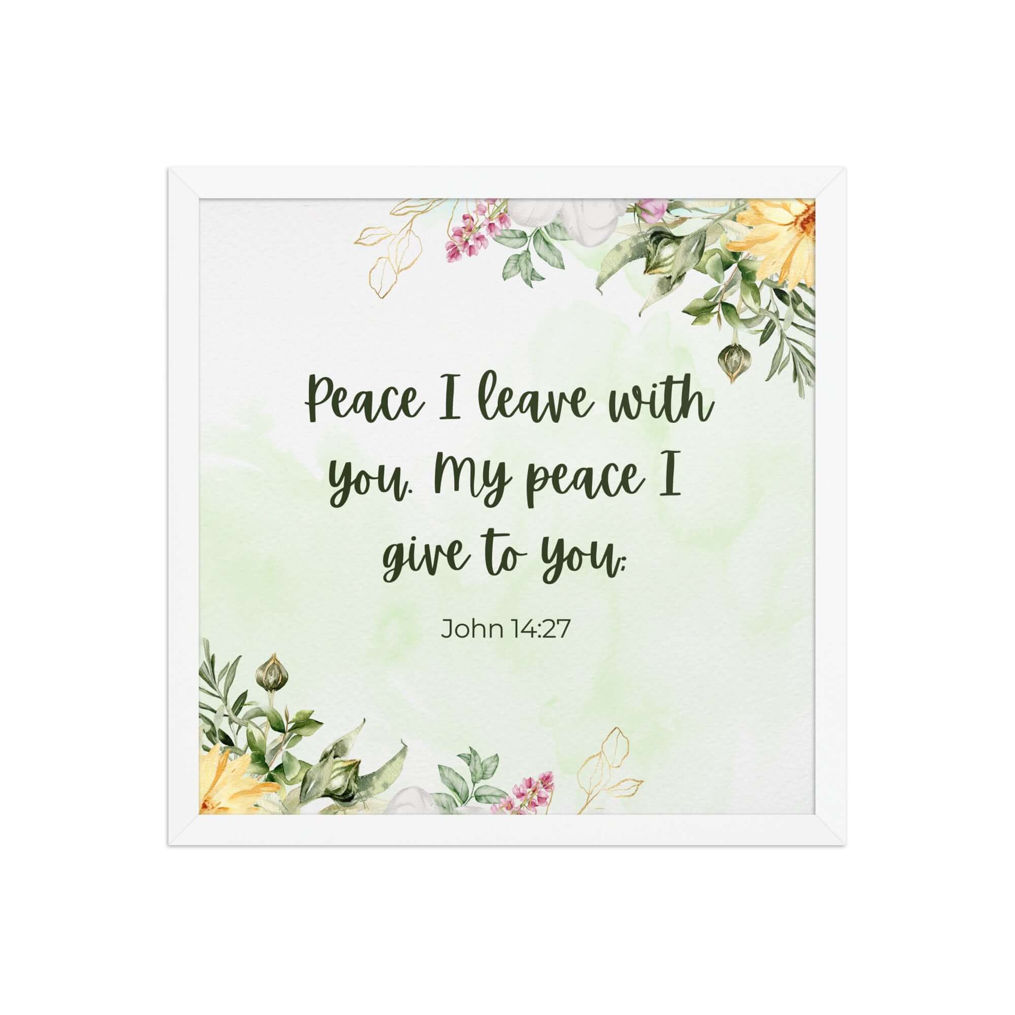John 14:27 Bible Verse, My peace Enhanced Matte Paper Framed Poster Wall Art White 16″×16″