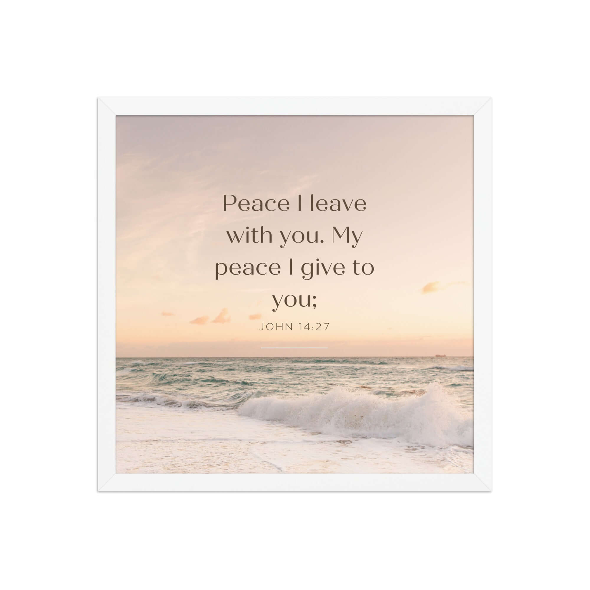 John 14:27 Bible Verse, not as the Enhanced Matte Paper Framed Poster Wall Art White 16″×16″