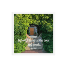 Revelation 3:20 Bible Verse, Garden Doorway Enhanced Matte Paper Framed Poster Wall Art White 16″×16″
