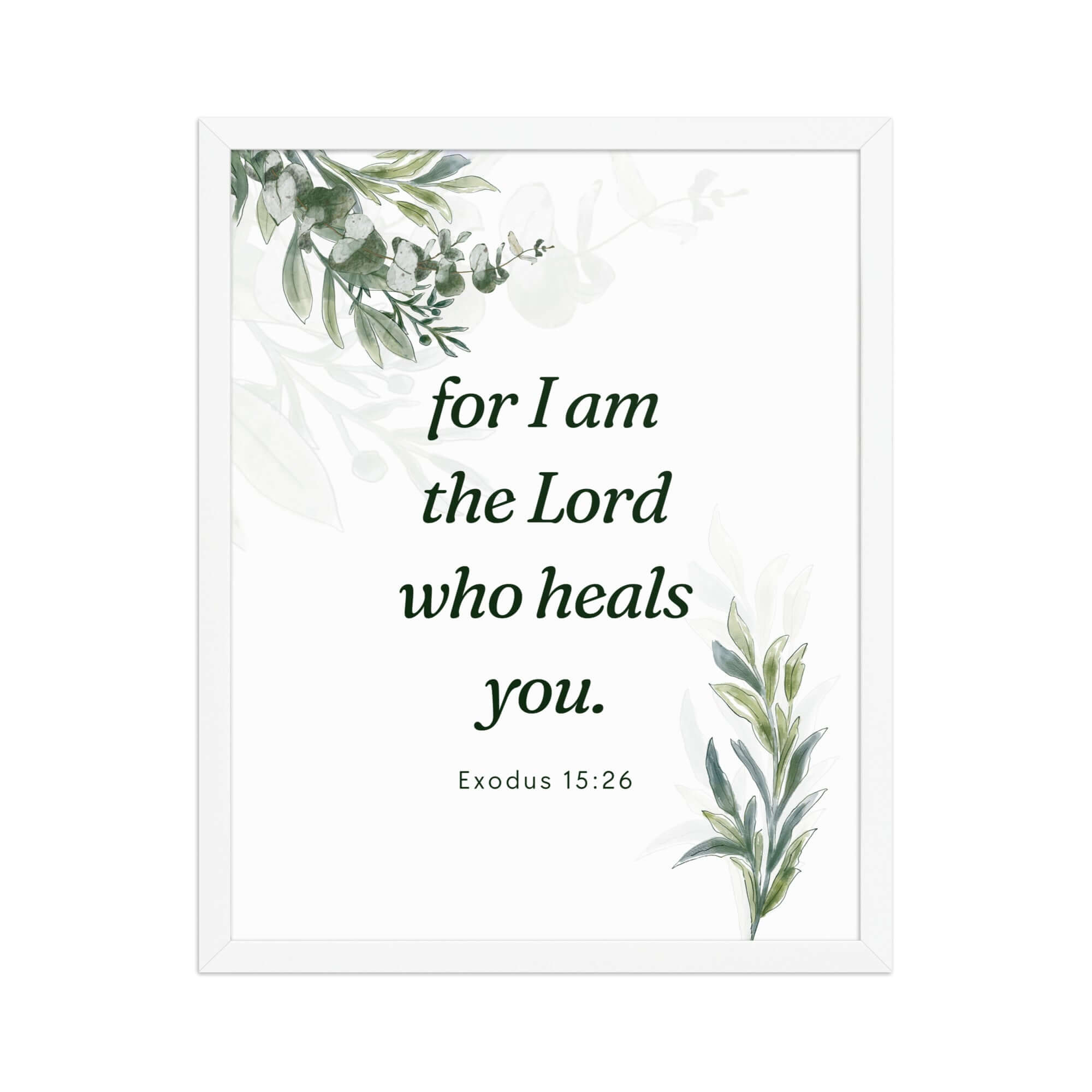 Exodus 15:26 Bible Verse, Gods voice Enhanced Matte Paper Framed Poster Wall Art White 16″×20″