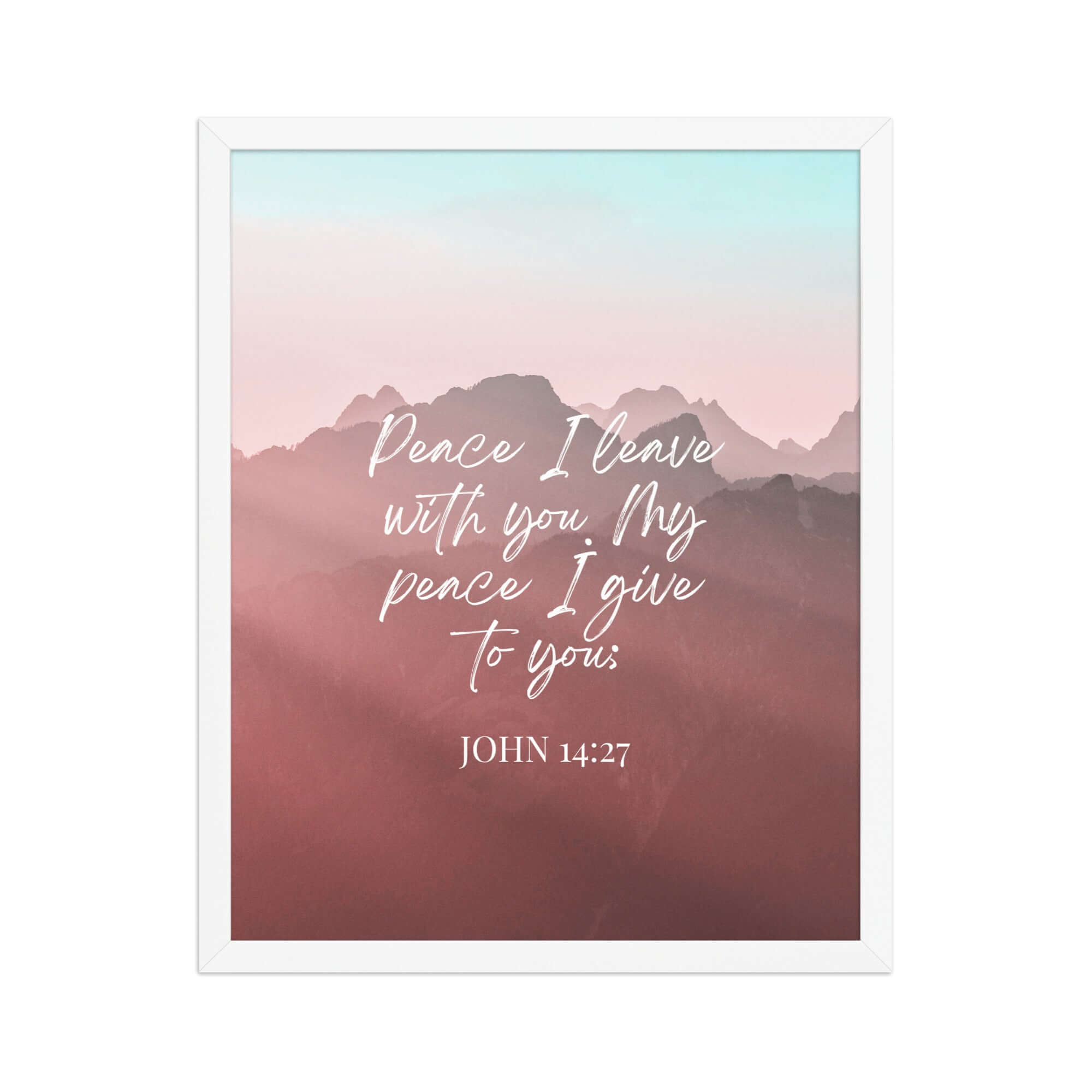 John 14:27 Bible Verse, I give you Enhanced Matte Paper Framed Poster Wall Art White 16″×20″