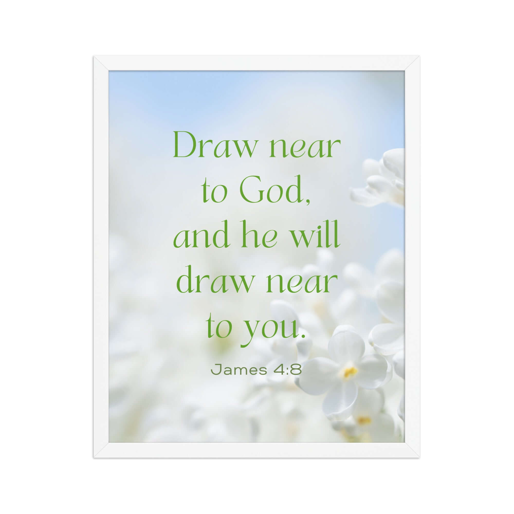 James 4:8 Bible Verse, Draw near Enhanced Matte Paper Framed Poster Wall Art White 16″×20″