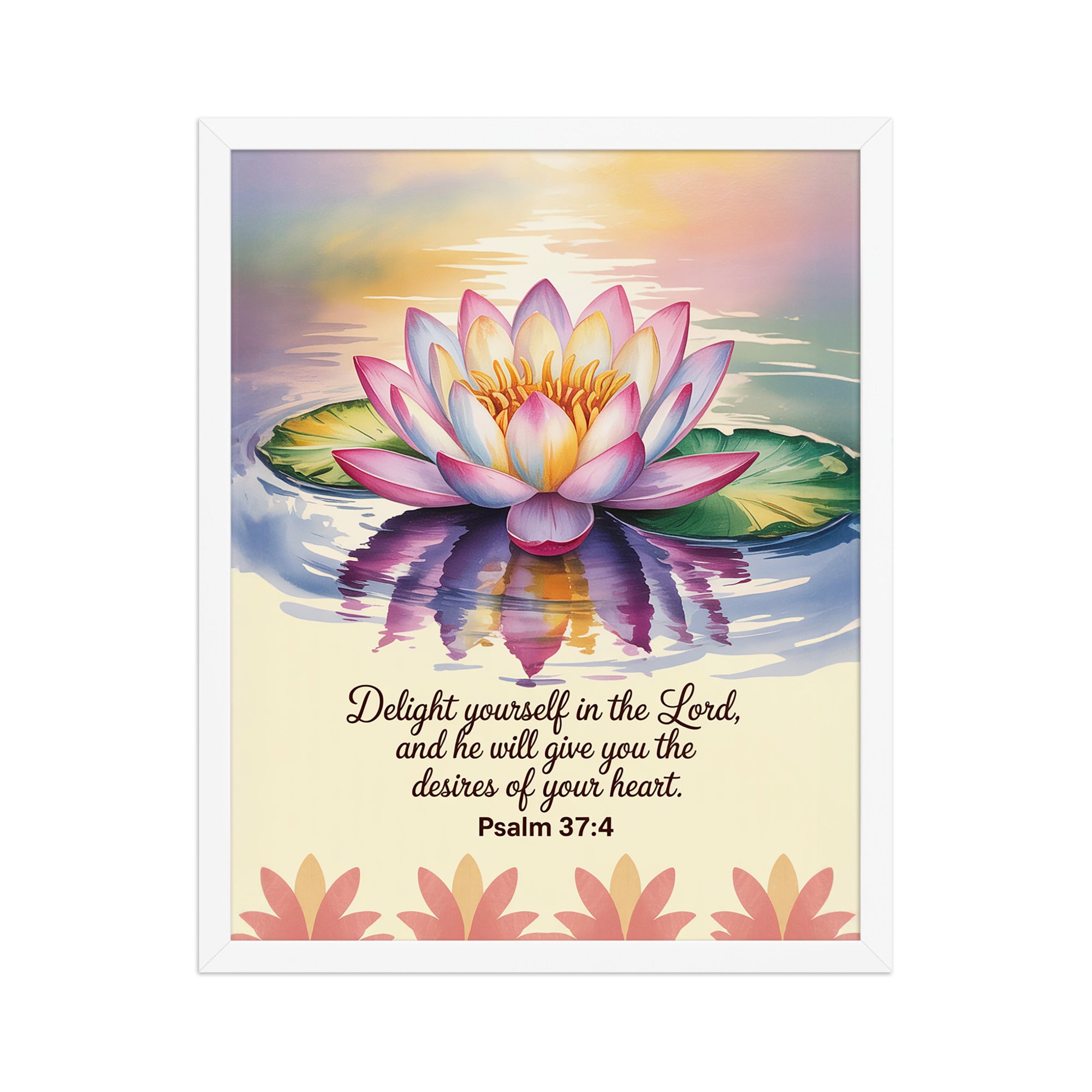 Psalm 37:4 Bible Verse, the Lord Enhanced Matte Paper Framed Poster White 16″×20″