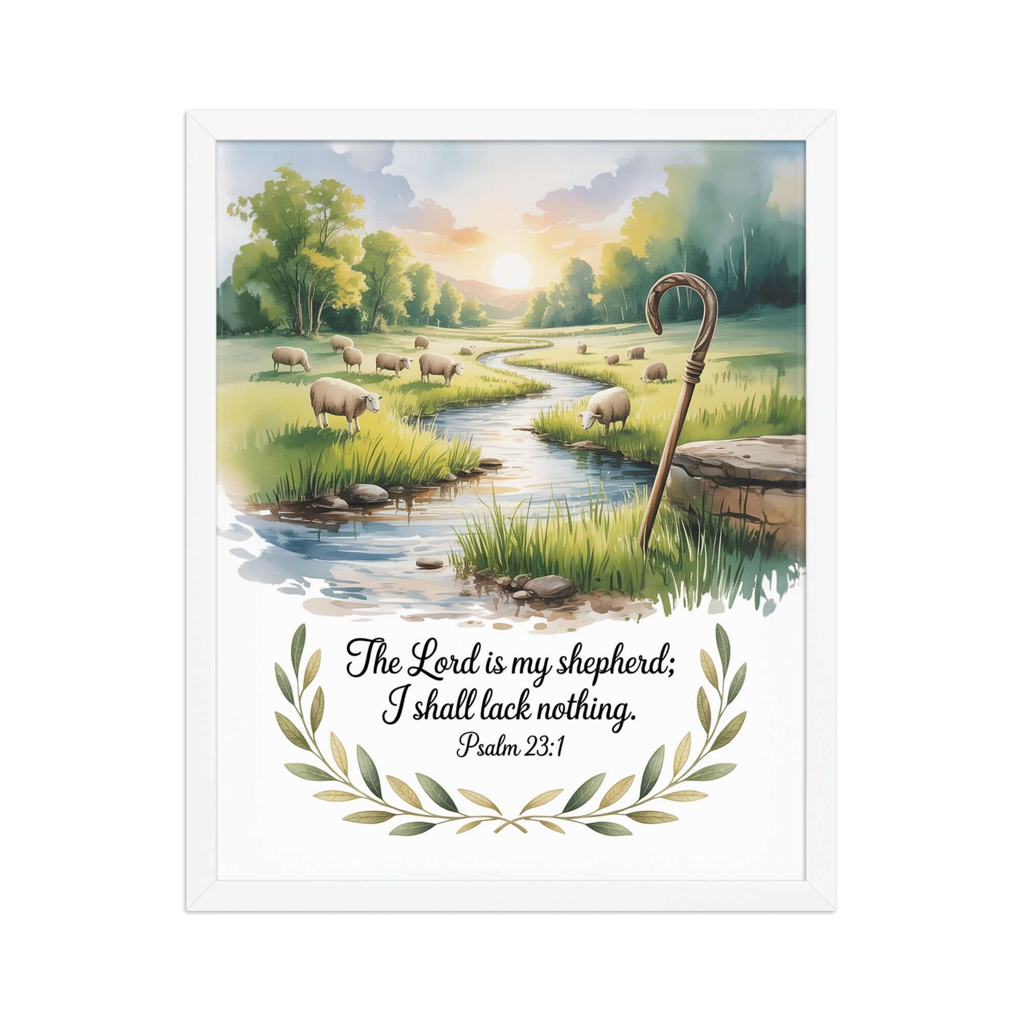 Psalm 23:1 Bible Verse, is my Enhanced Matte Paper Framed Poster White 16″×20″