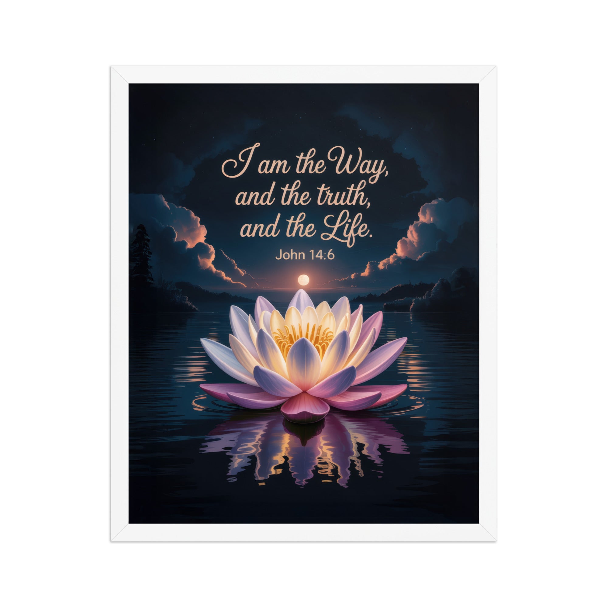 John 14:6 Bible Verse The Way Enhanced Matte Paper Framed Poster White 16″×20″