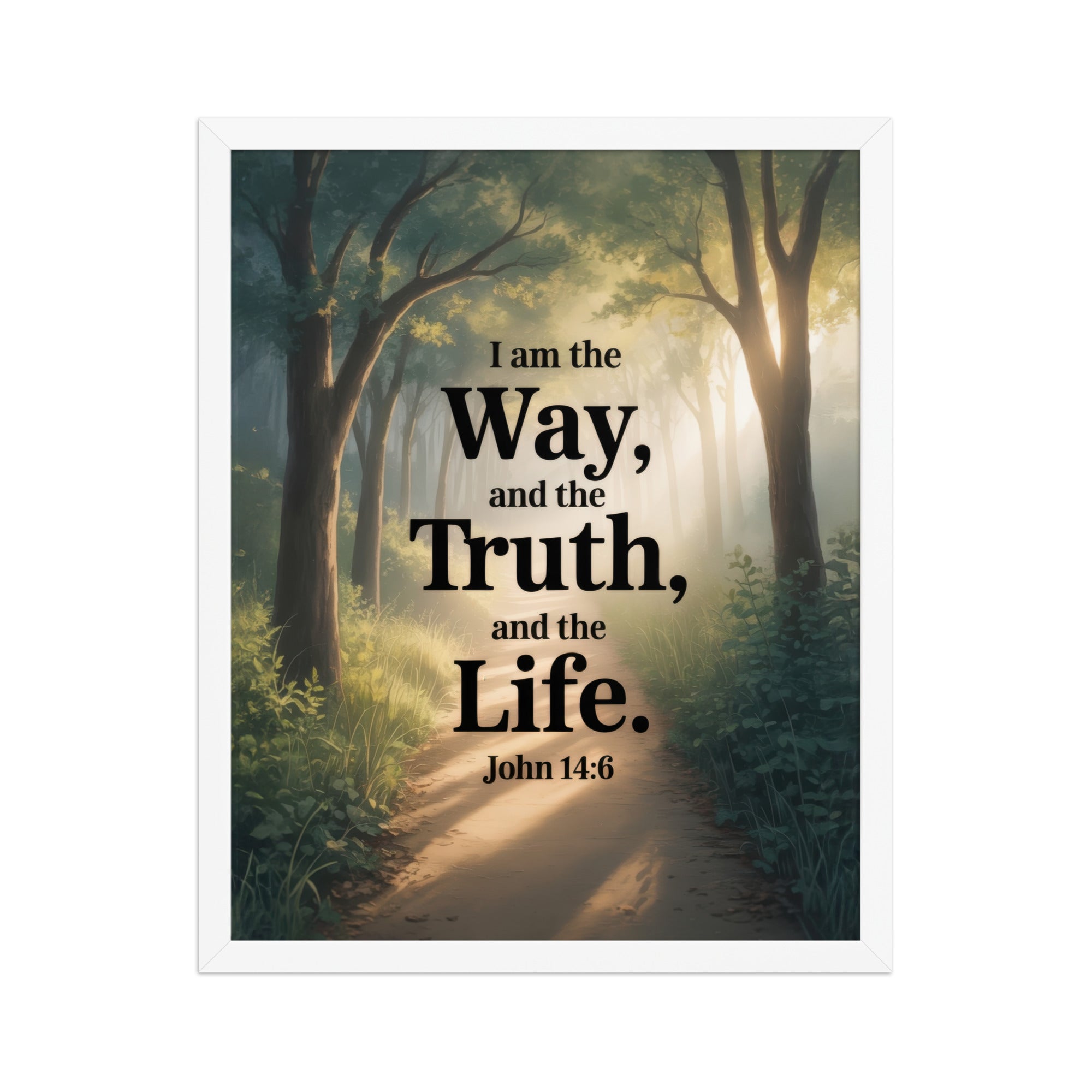 John 14:6 Bible Verse The Life Enhanced Matte Paper Framed Poster White 16″×20″