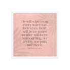 Revelation 21:4 Bible Verse, their eyes Enhanced Matte Paper Framed Poster Wall Art White 18″×18″