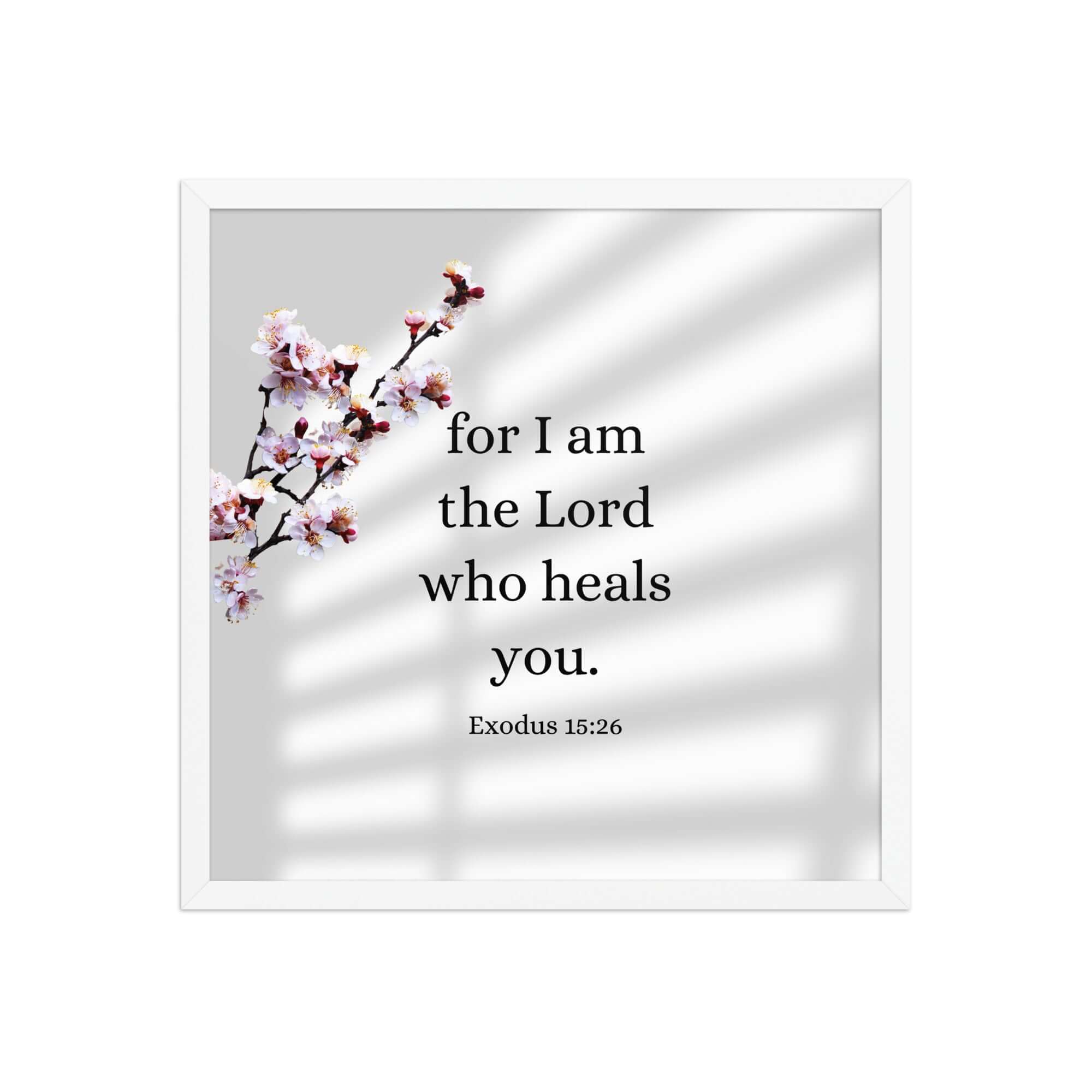 Exodus 15:26 Bible Verse, diligently listen Enhanced Matte Paper Framed Poster Wall Art White 18″×18″