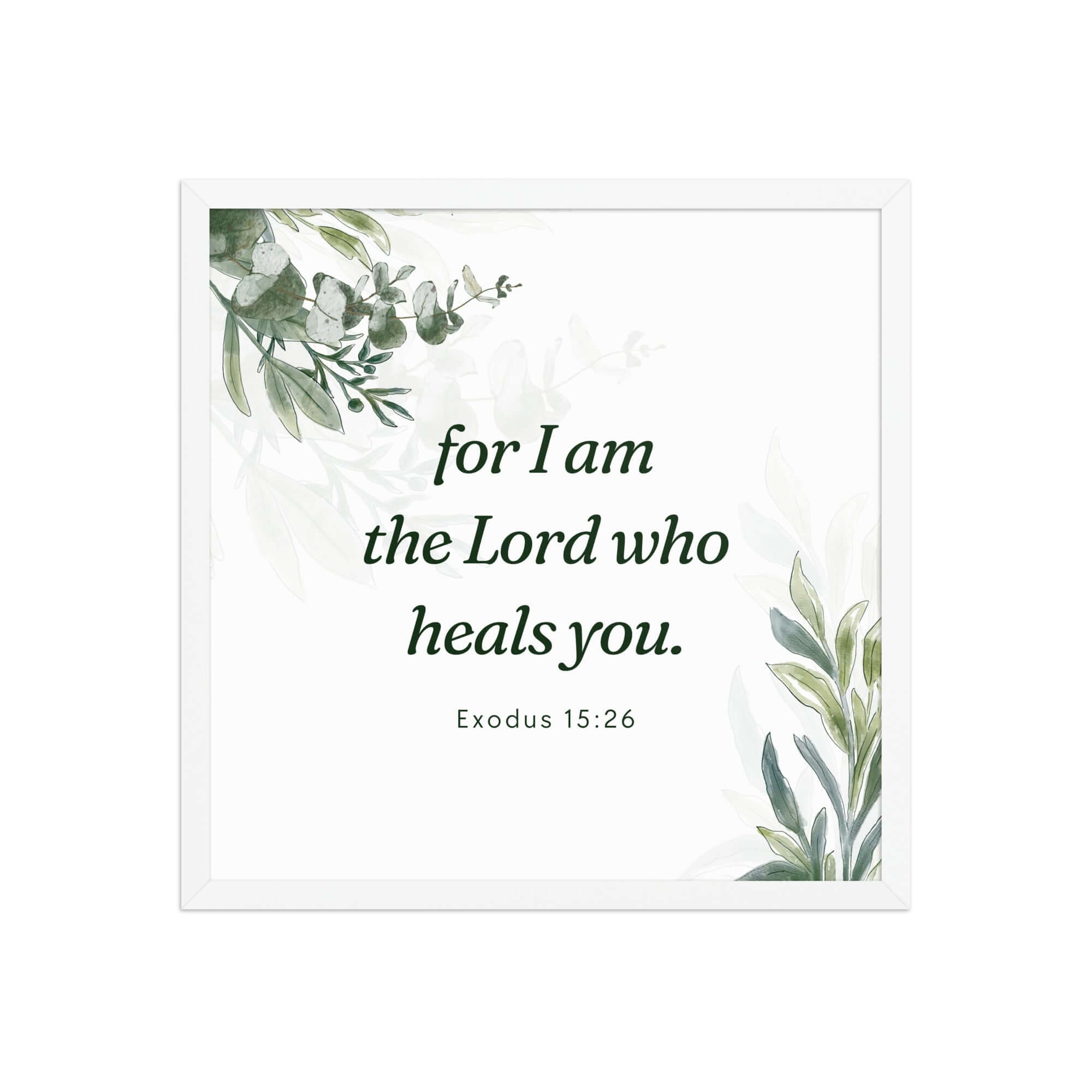Exodus 15:26 Bible Verse, Gods voice Enhanced Matte Paper Framed Poster Wall Art White 18″×18″