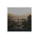 James 4:8 Bible Verse, Cleanse your Enhanced Matte Paper Framed Poster Wall Art White 18″×18″