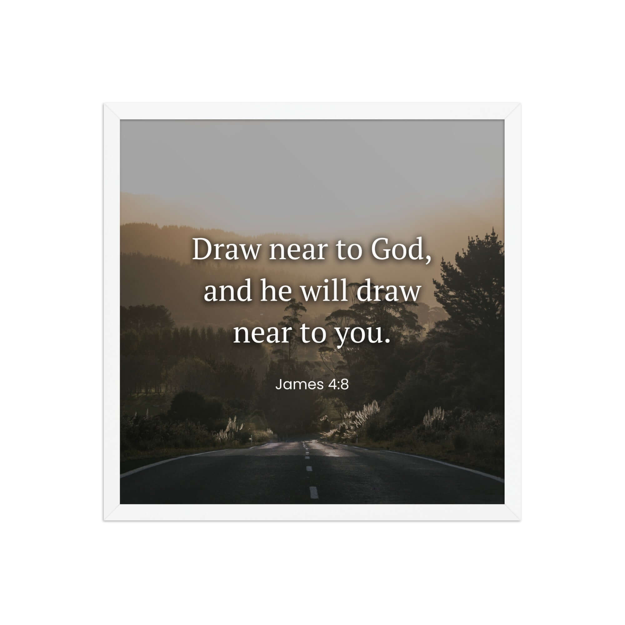 James 4:8 Bible Verse, Cleanse your Enhanced Matte Paper Framed Poster Wall Art White 18″×18″