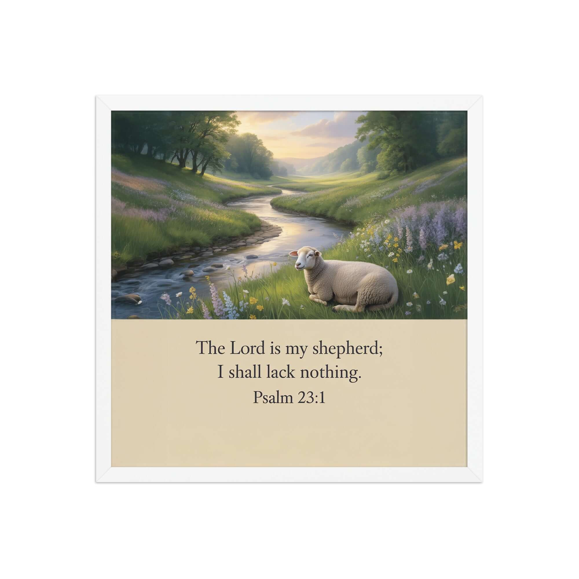 Psalm 23:1 Bible Verse, I shall Enhanced Matte Paper Framed Poster White 18″×18″