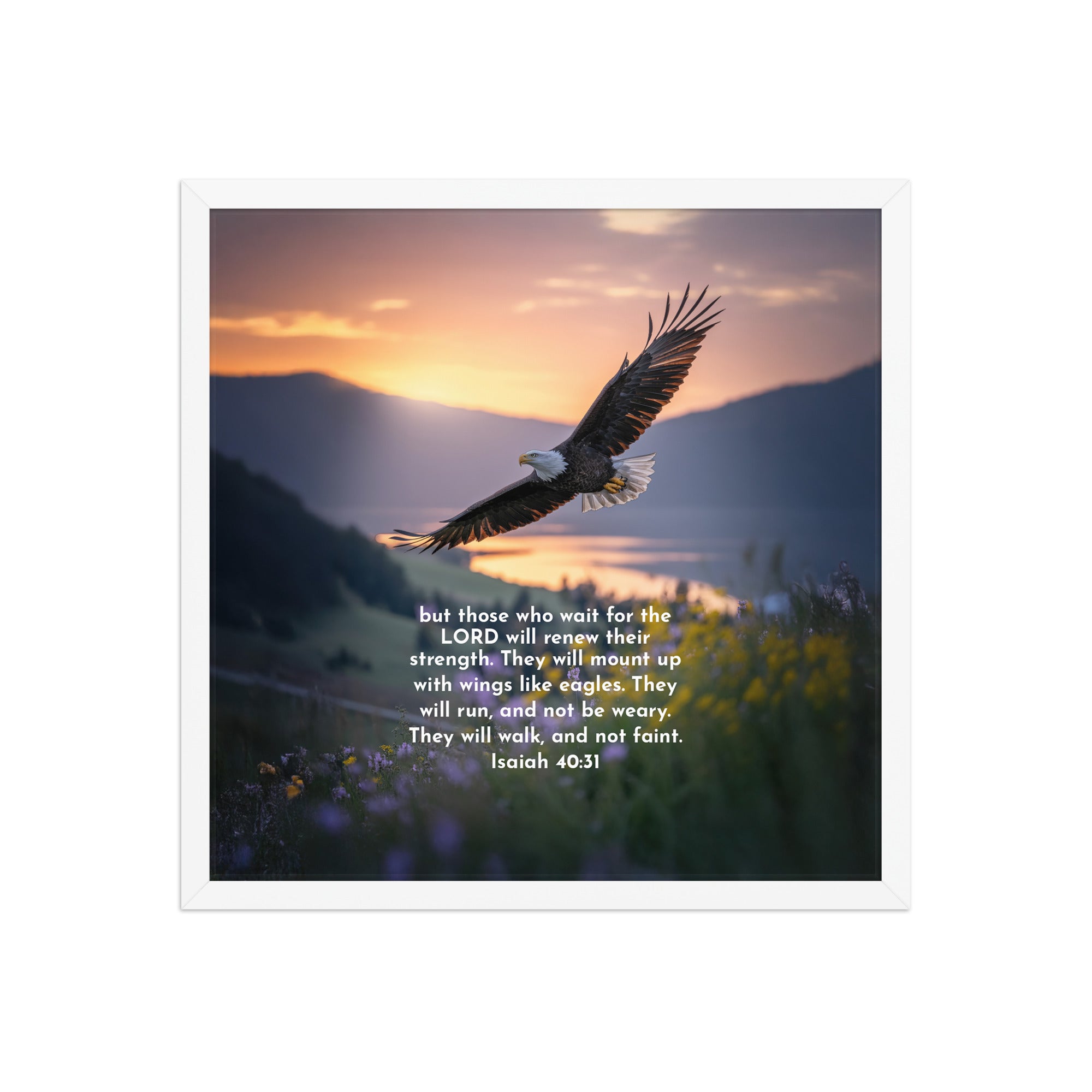 Isaiah 40:31 Bible Verse Renew Strength Enhanced Matte Paper Framed Poster White 18″×18″