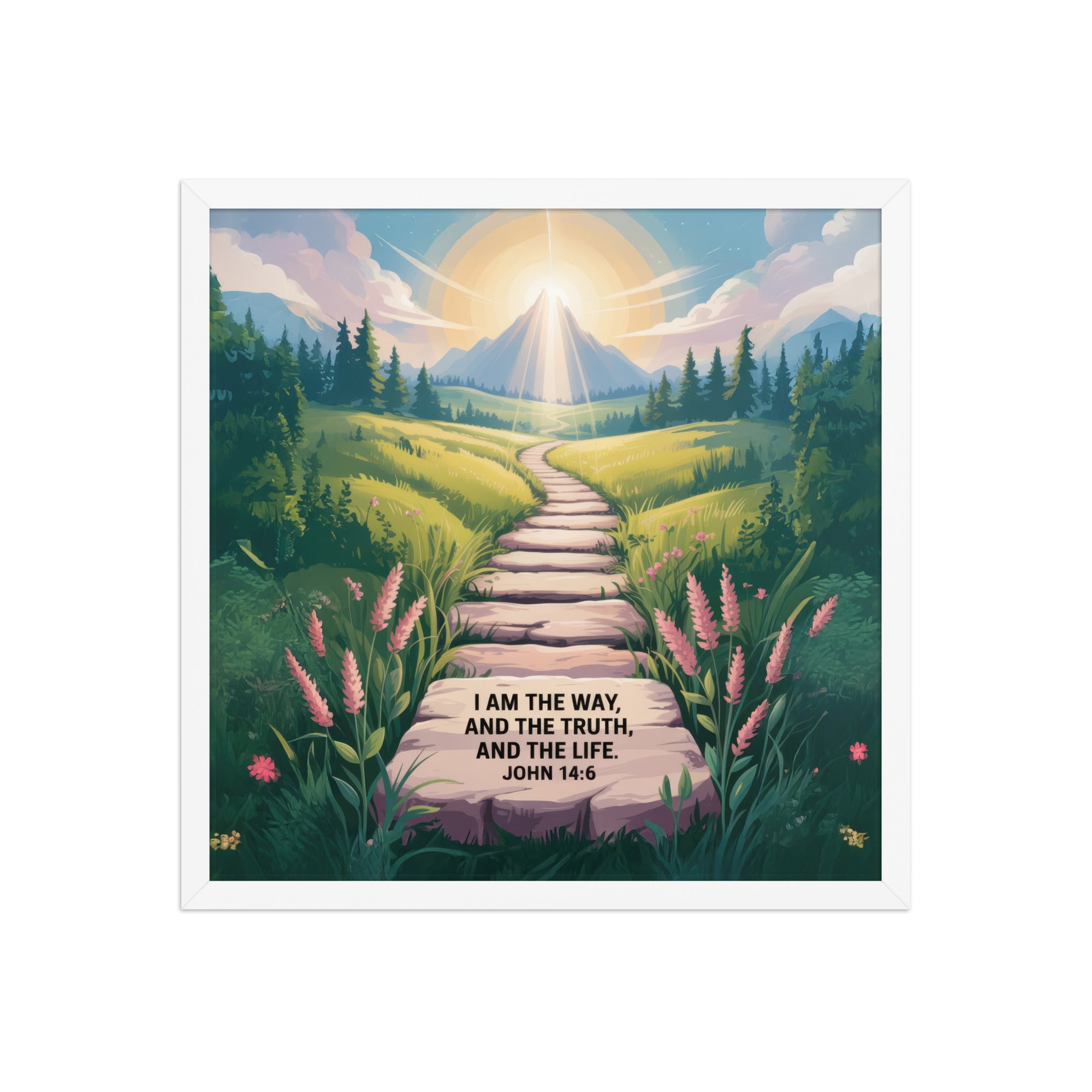 John 14:6 Bible Verse The Truth Enhanced Matte Paper Framed Poster White 18″×18″