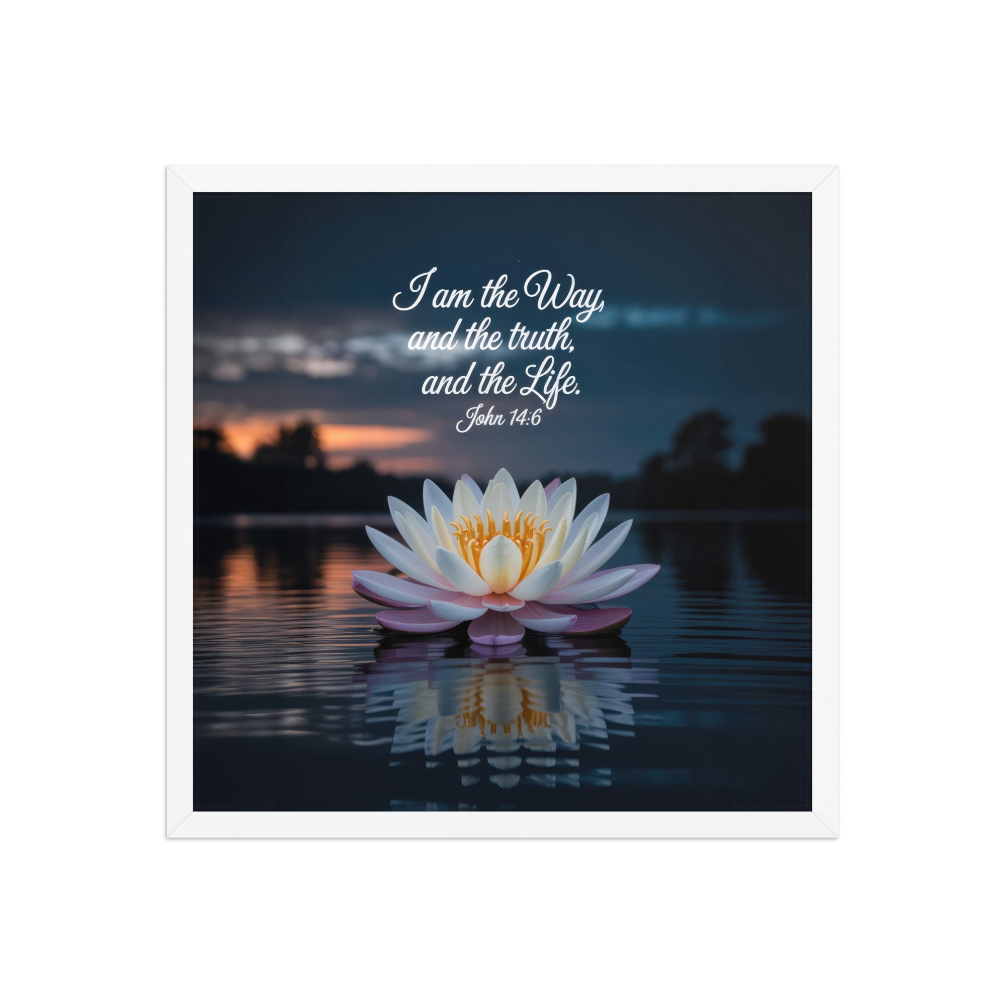John 14:6 Bible Verse The Father Enhanced Matte Paper Framed Poster White 18″×18″