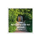 Revelation 3:20 Bible Verse, Garden Doorway Enhanced Matte Paper Framed Poster Wall Art White 18″×18″