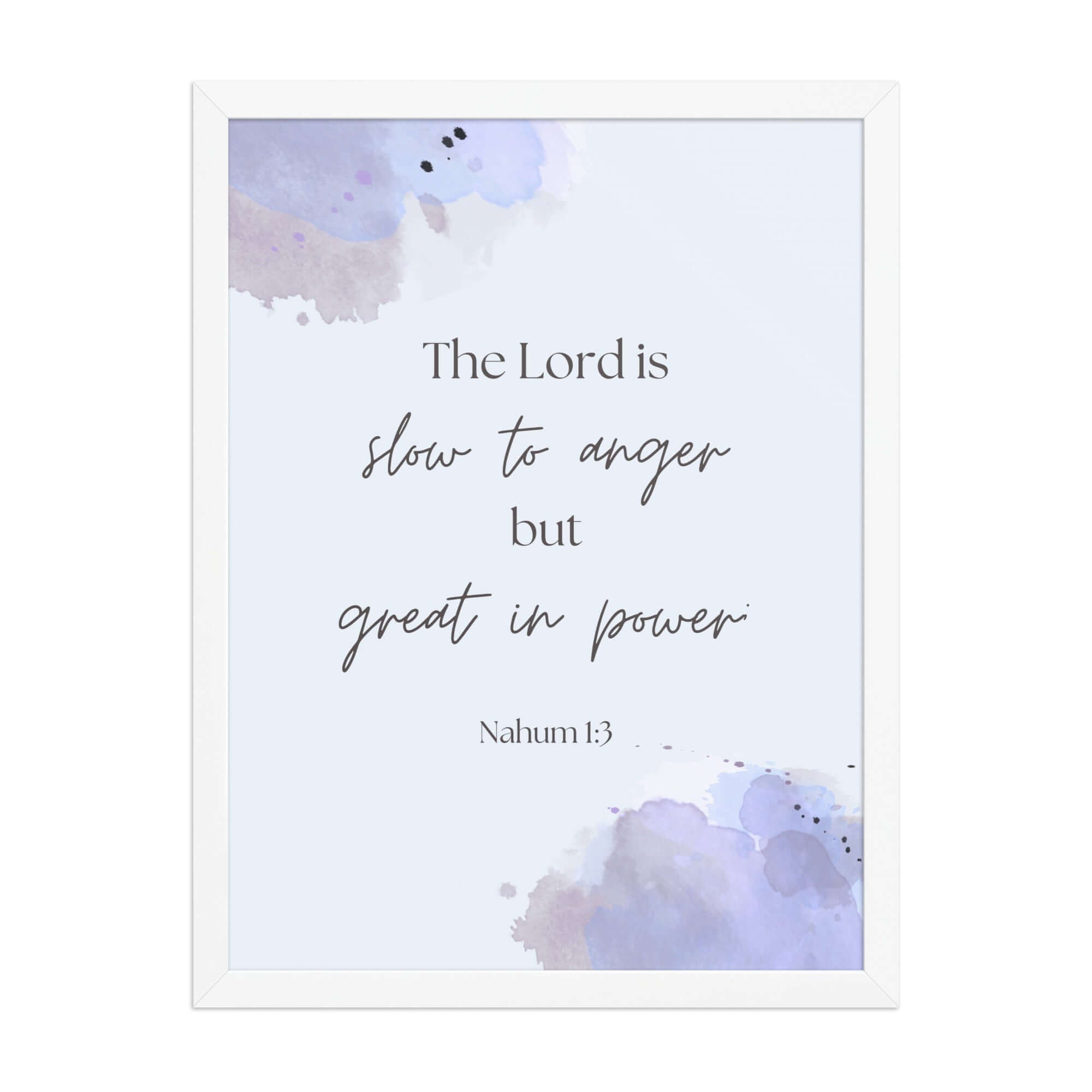 Nahum 1:3 Bible Verse, great in power Enhanced Matte Paper Framed Poster Wall Art White 18″×24″