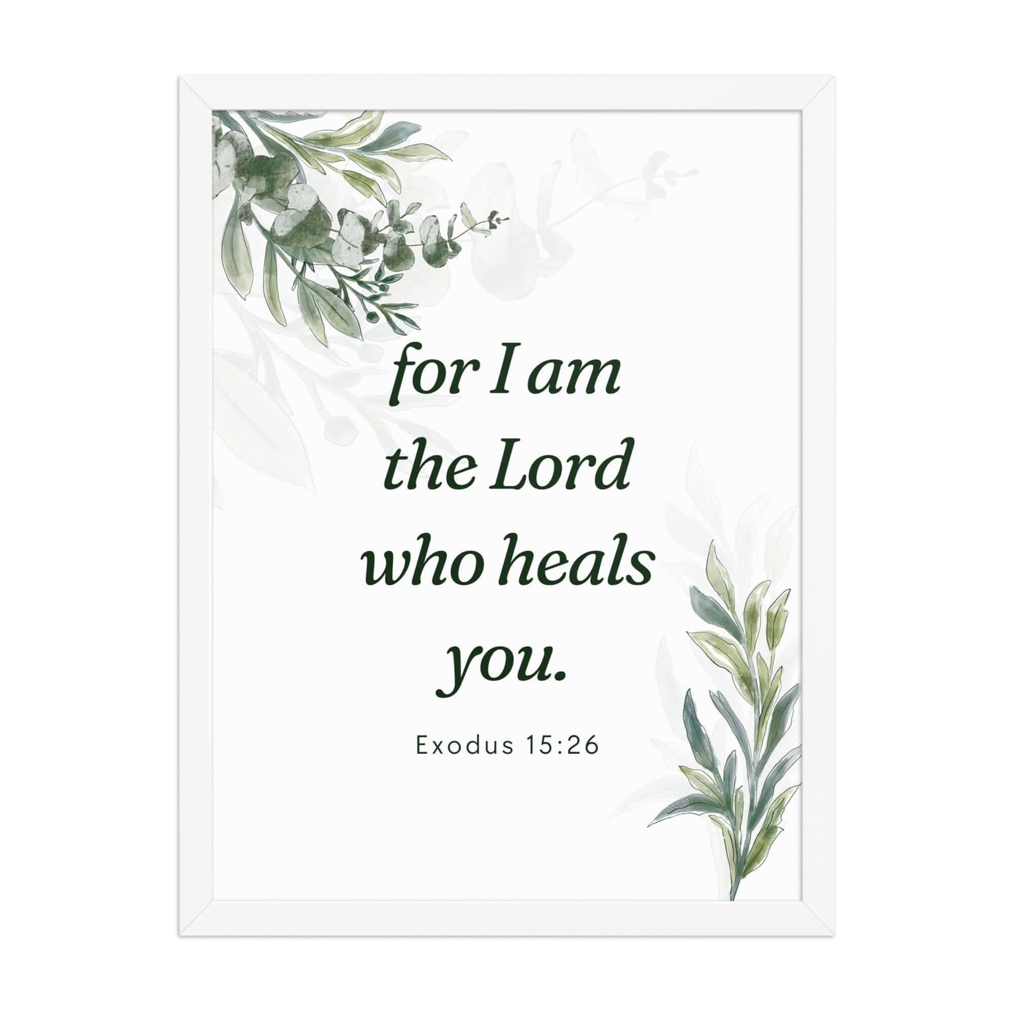 Exodus 15:26 Bible Verse, Gods voice Enhanced Matte Paper Framed Poster Wall Art White 18″×24″
