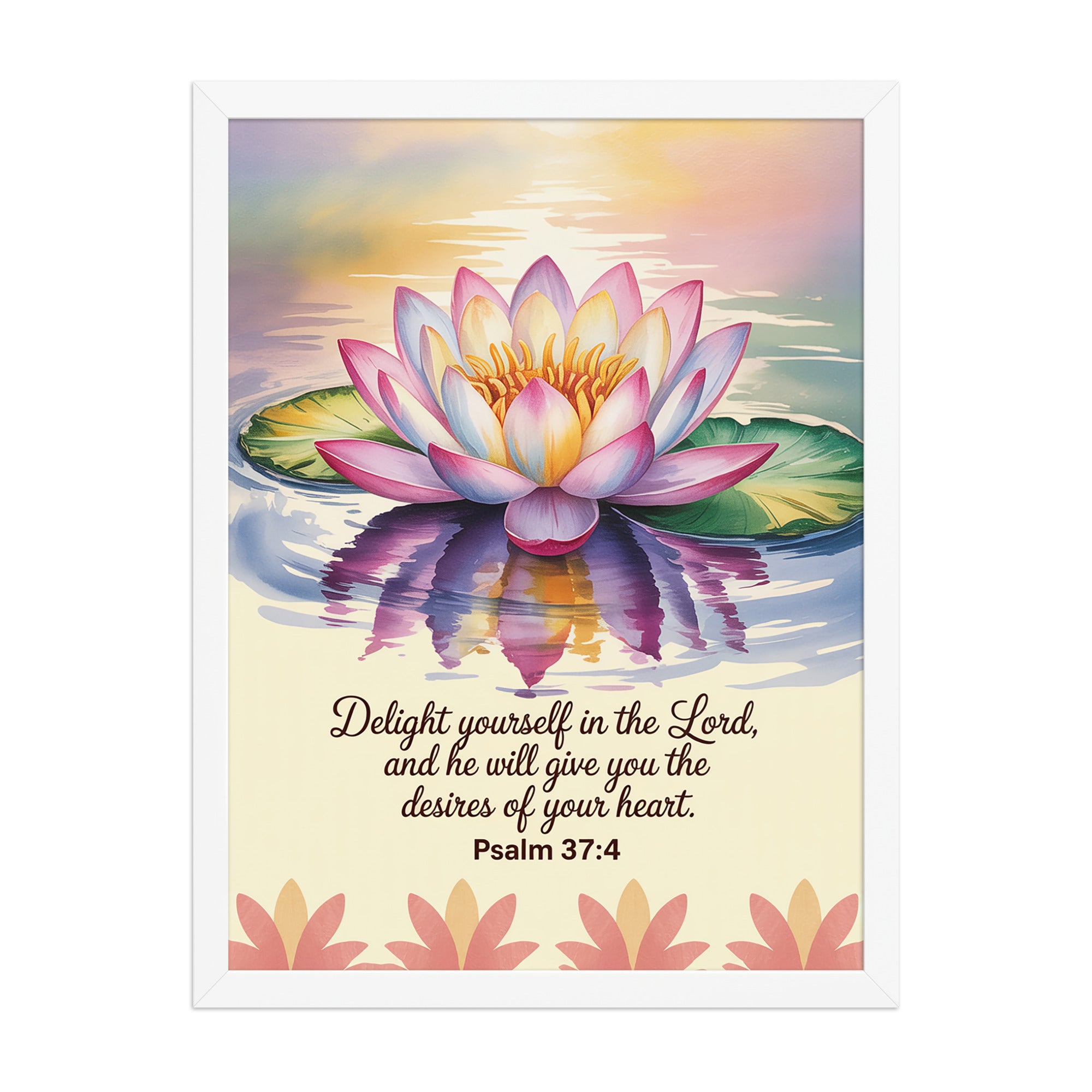 Psalm 37:4 Bible Verse, the Lord Enhanced Matte Paper Framed Poster White 18″×24″