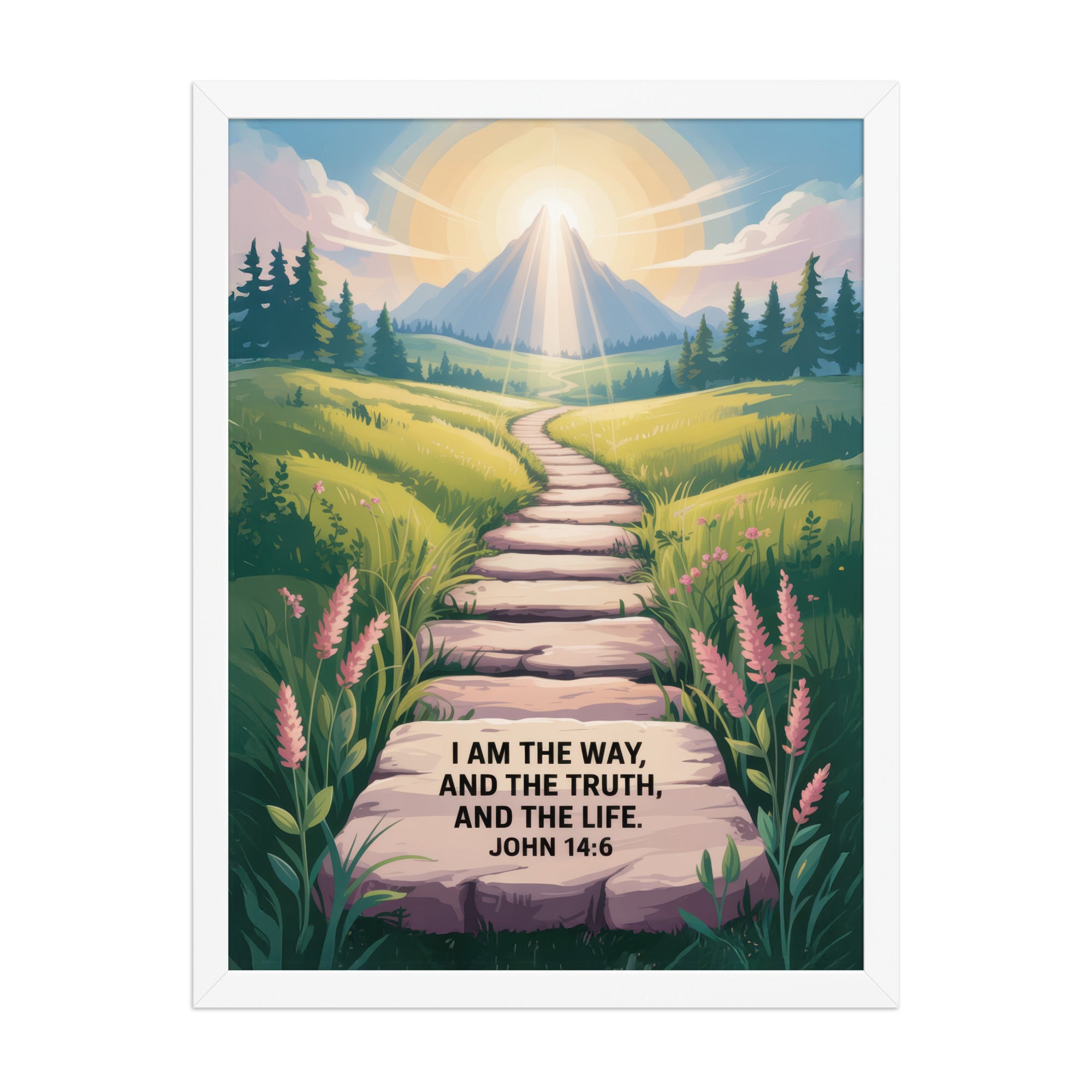 John 14:6 Bible Verse The Truth Enhanced Matte Paper Framed Poster White 18″×24″