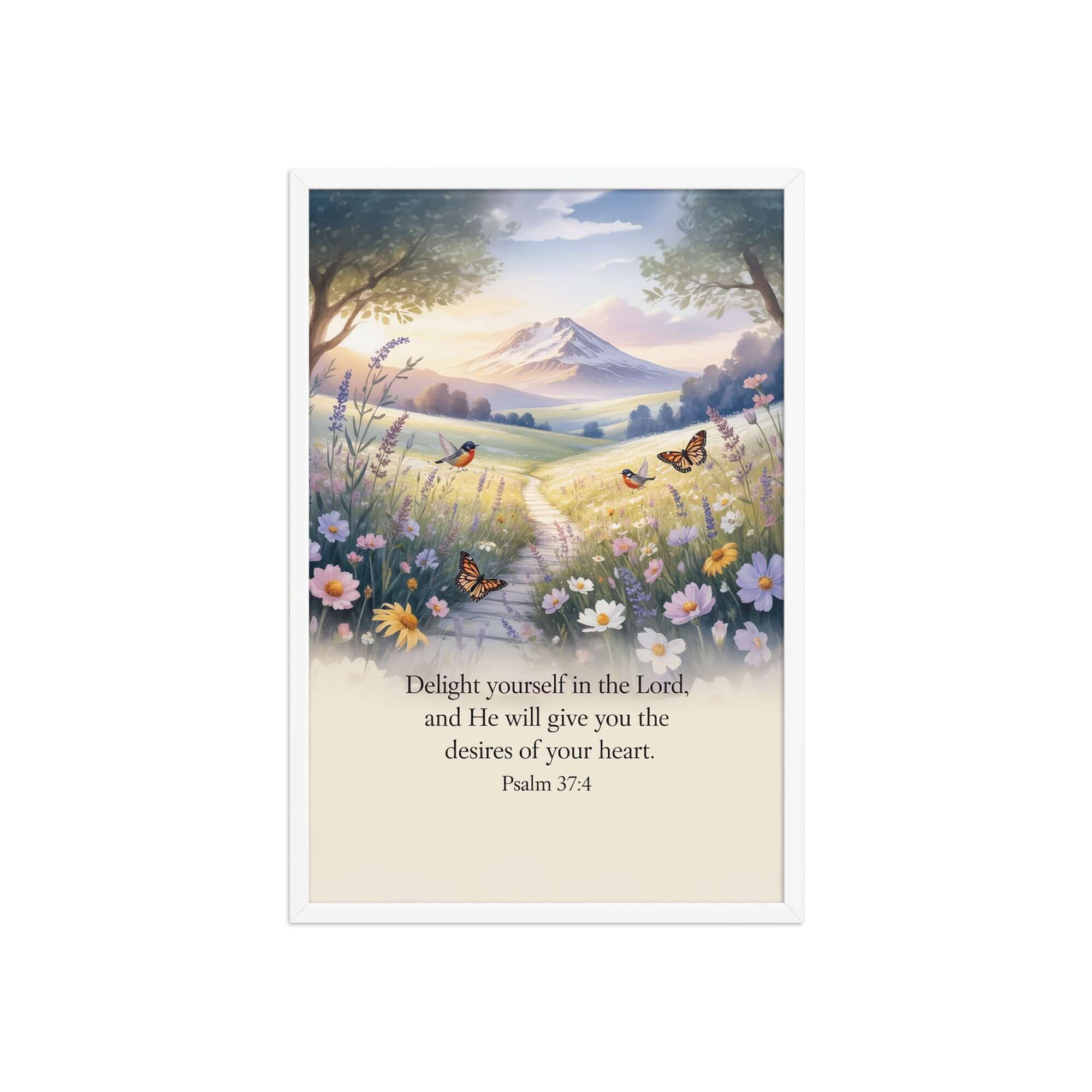 Psalm 37:4 Bible Verse, Delight Enhanced Matte Paper Framed Poster