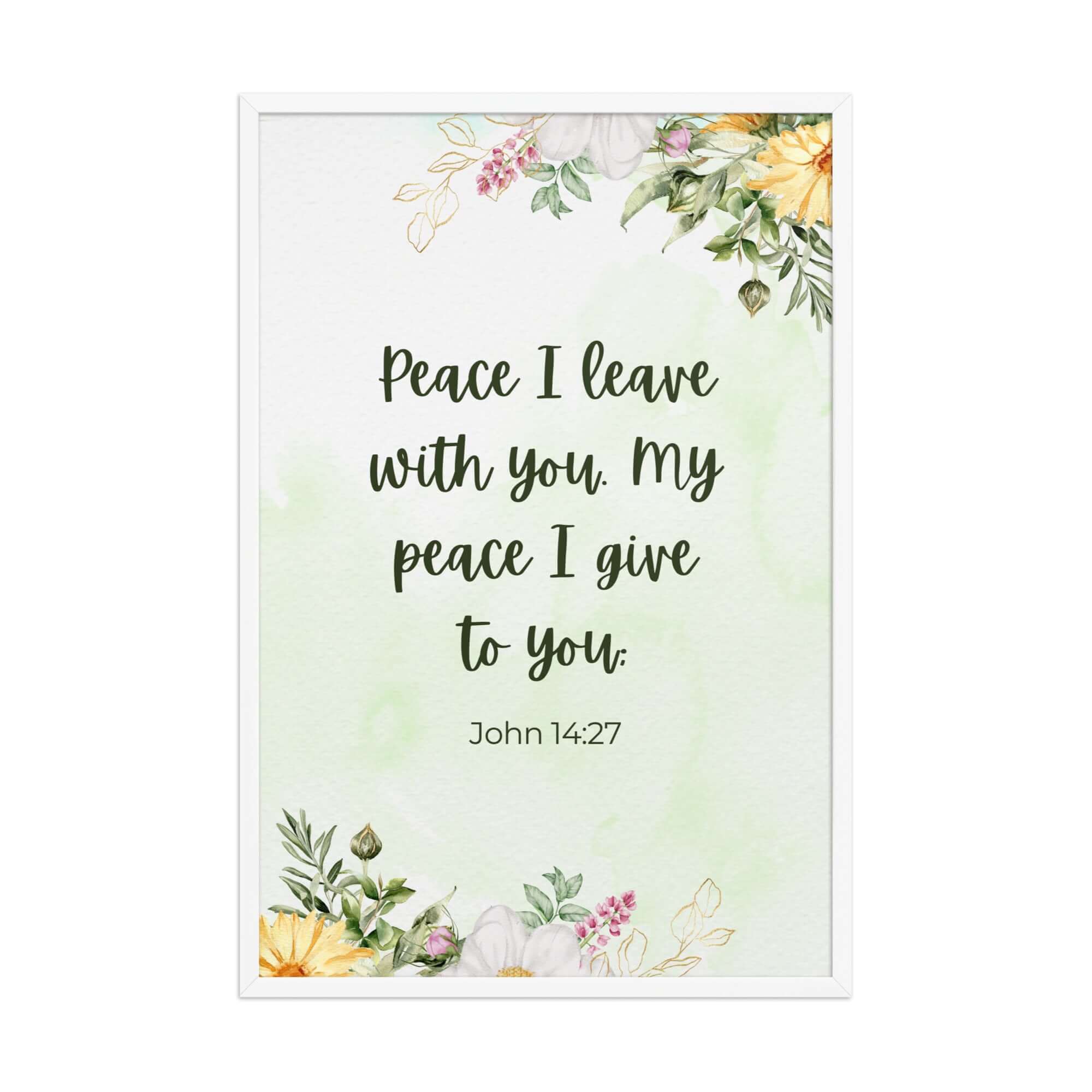 John 14:27 Bible Verse, My peace Enhanced Matte Paper Framed Poster Wall Art White 24″×36″