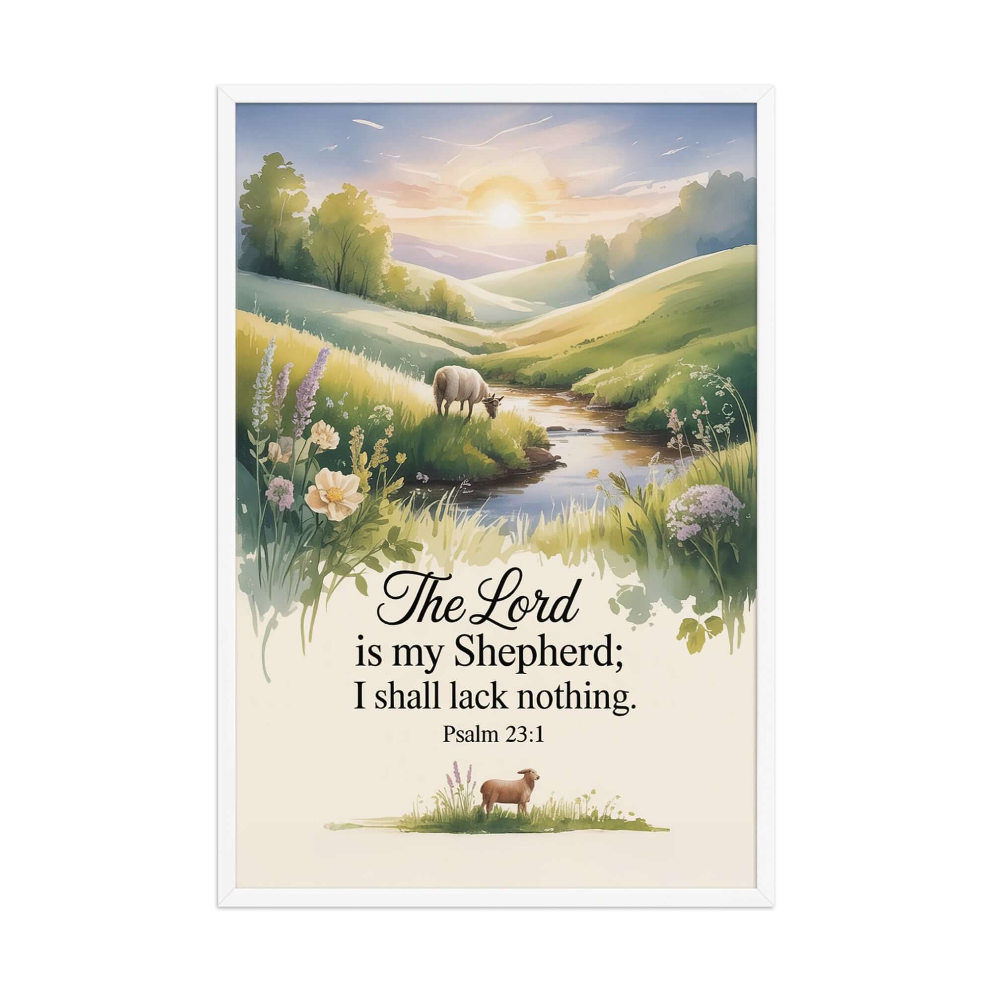 Psalm 23:1 Bible Verse, Lord Enhanced Matte Paper Framed Poster White 24″×36″