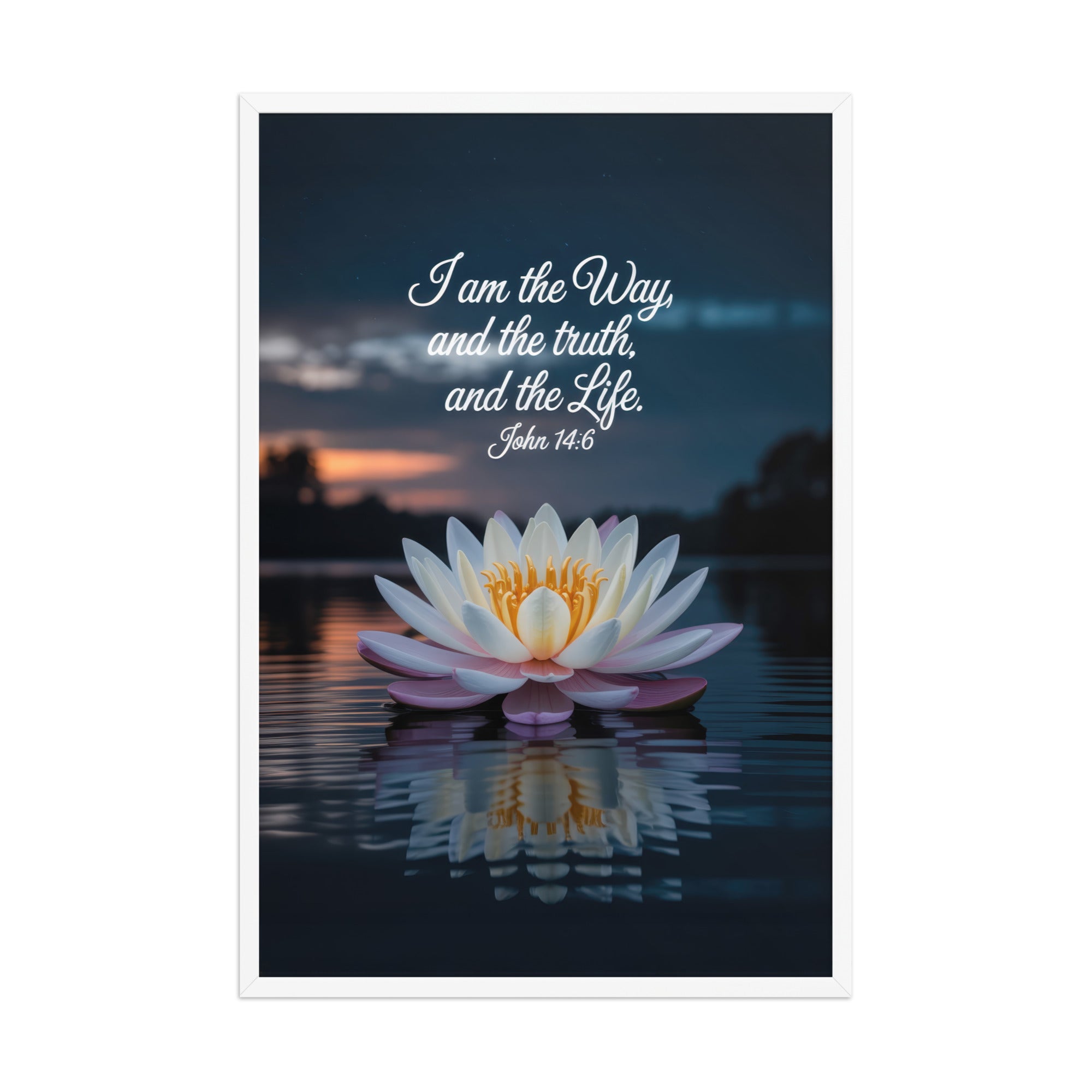 John 14:6 Bible Verse The Father Enhanced Matte Paper Framed Poster White 24″×36″