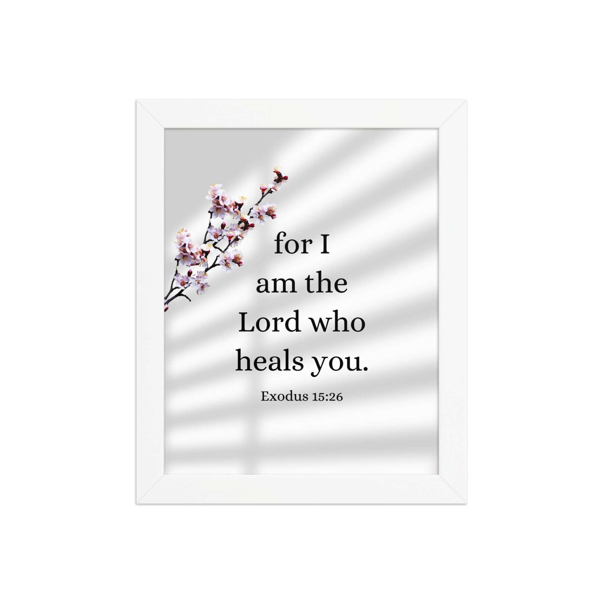 Exodus 15:26 Bible Verse, diligently listen Enhanced Matte Paper Framed Poster Wall Art White 8″×10″