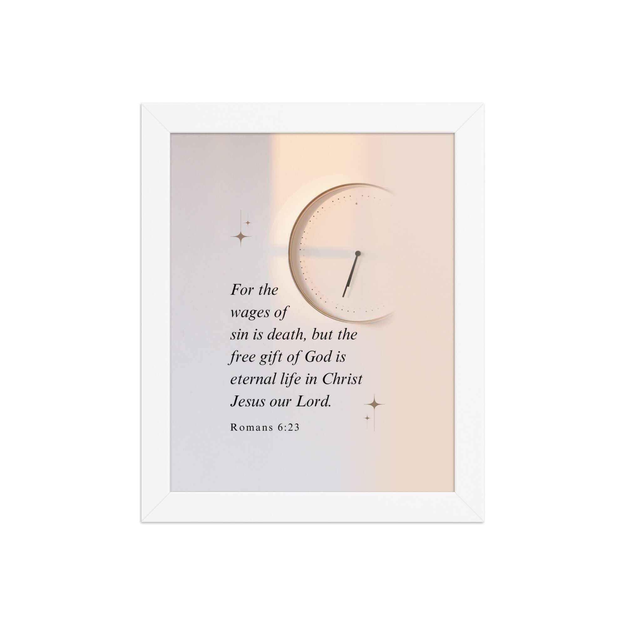 Romans 6:23 Bible Verse, our Lord Enhanced Matte Paper Framed Poster Wall Art White 8″×10″