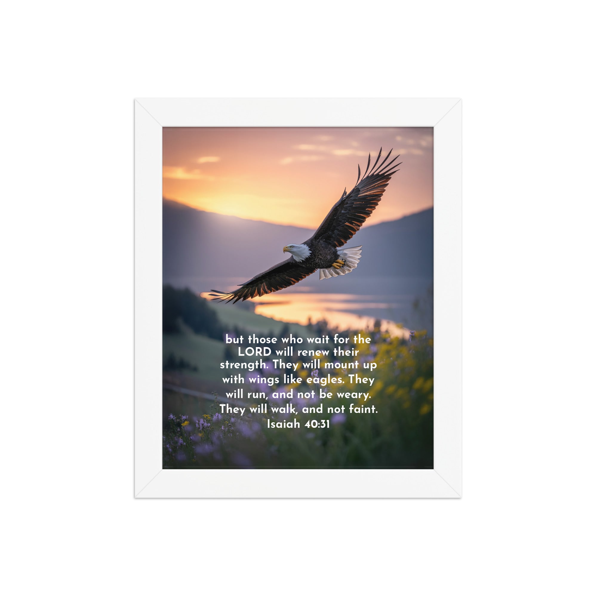 Isaiah 40:31 Bible Verse Renew Strength Enhanced Matte Paper Framed Poster White 8″×10″