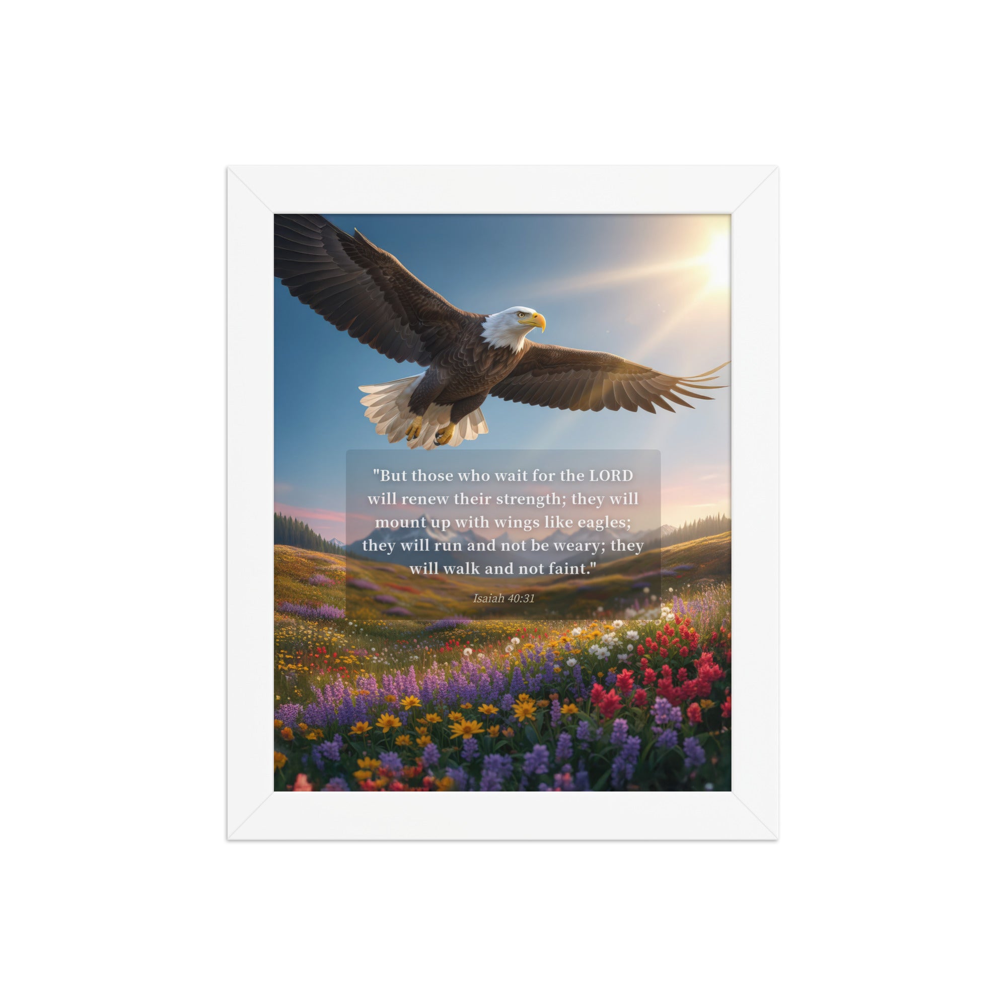 Isaiah 40:31 Bible Verse Who Wait Enhanced Matte Paper Framed Poster White 8″×10″