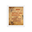 Psalm 46:1 Bible Verse, God is Our Refuge Enhanced Matte Paper Framed Poster Wall Art White 8″×10″