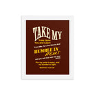 Matthew 11:29-30 Bible Verse, learn from me Enhanced Matte Paper Framed Poster Wall Art White 8″×10″