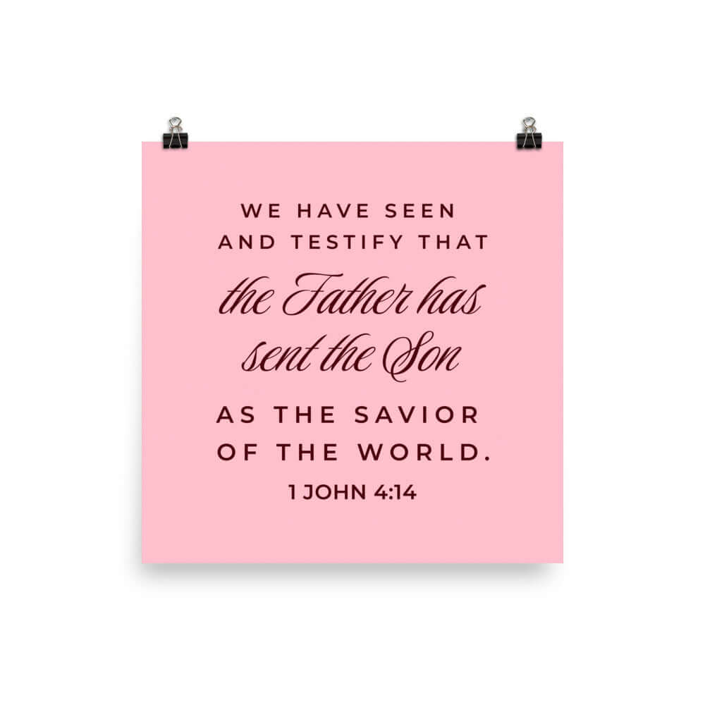 1 John 4:14 Bible Verse, We have seen Enhanced Matte Paper Poster Wall Art 10″×10″