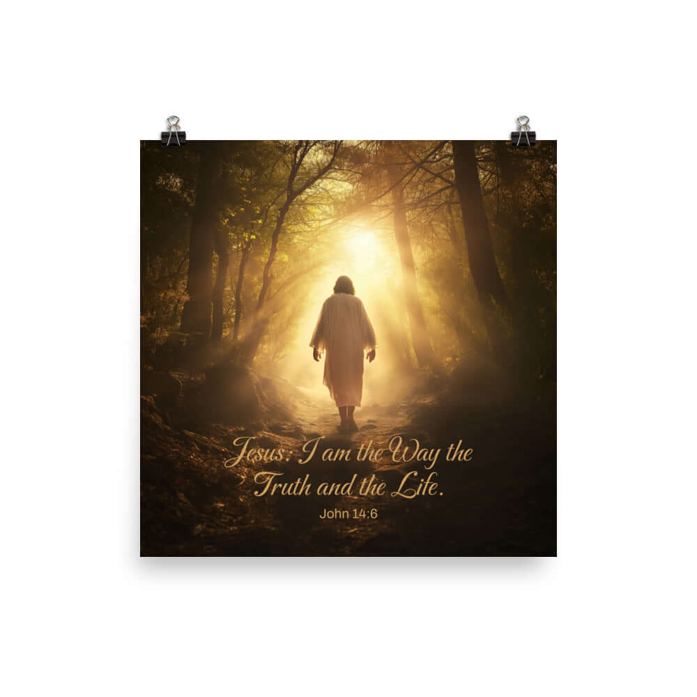 John 14:6 Bible Verse, Forest Image Enhanced Matte Paper Poster Wall Art 10″×10″