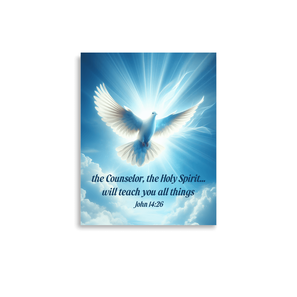 John 14:26 Bible Verse, Holy Spirit Dove Enhanced Matte Paper Poster Wall Art
