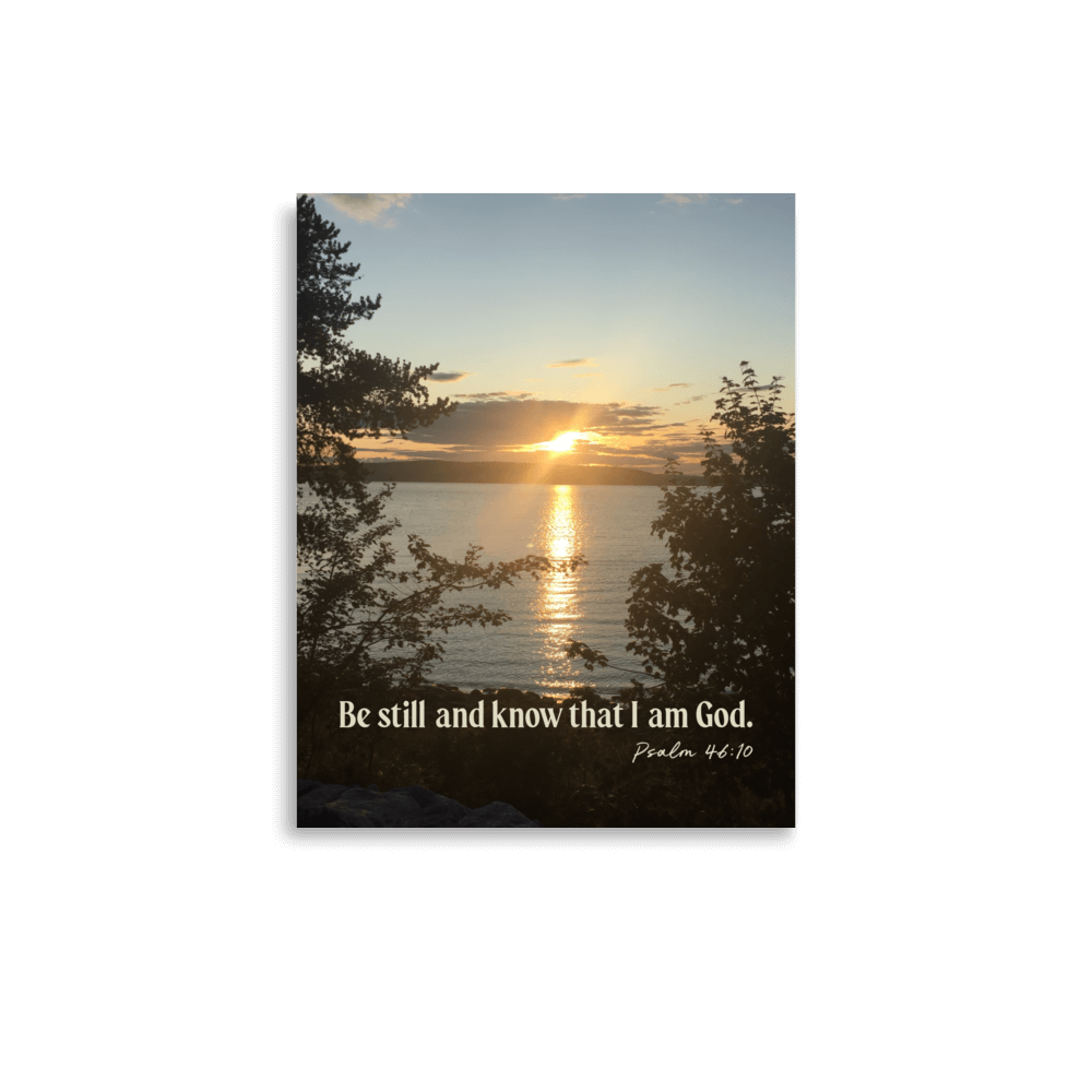 Psalm 46:10 Bible Verse, Sunset Glory Enhanced Matte Paper Poster Wall Art