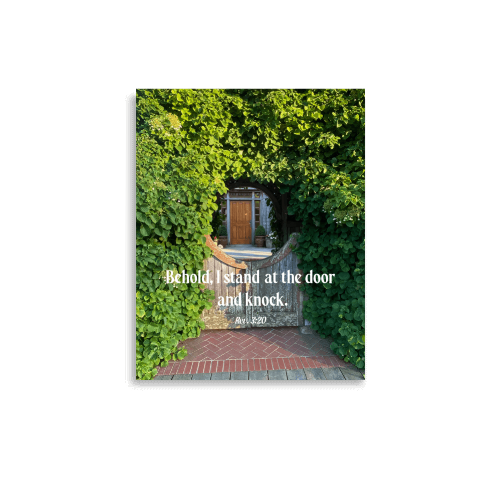 Revelation 3:20 Bible Verse, Garden Doorway Enhanced Matte Paper Poster Wall Art