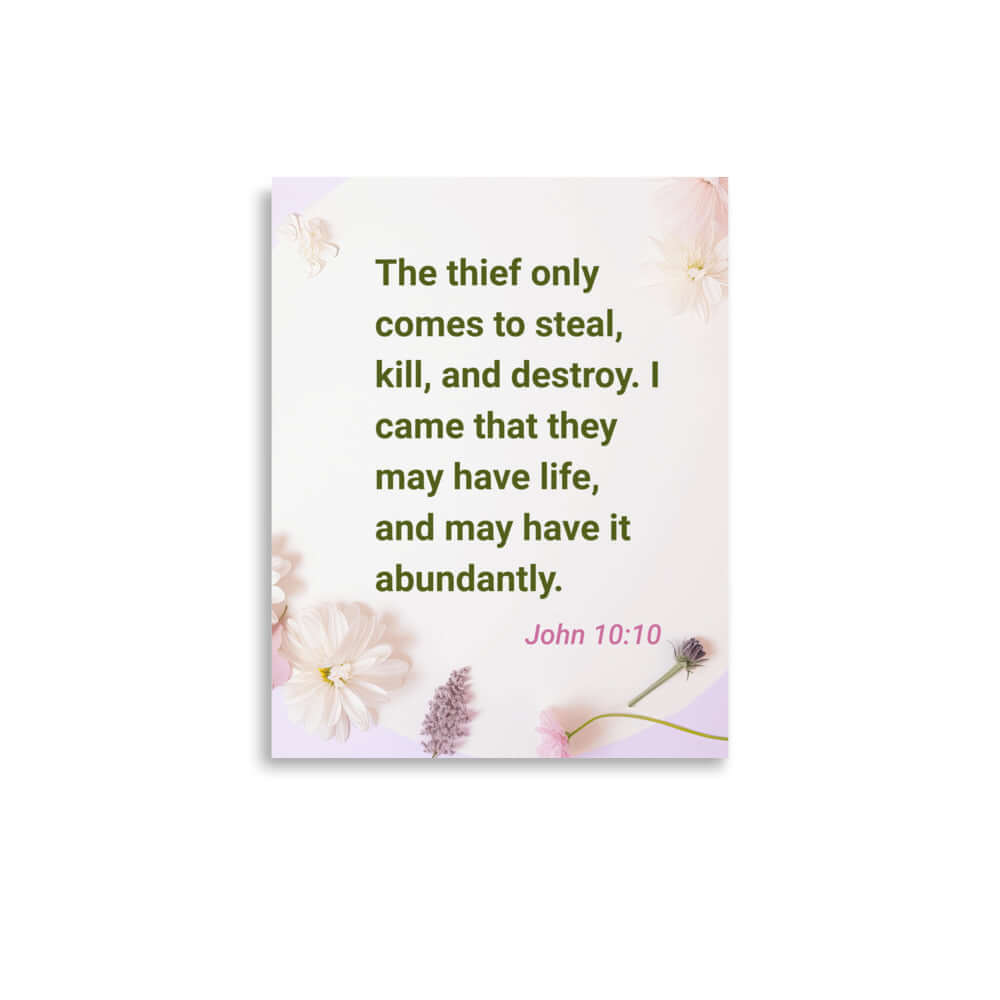 John 10:10 Bible Verse, Abundant Life Enhanced Matte Paper Poster Wall Art