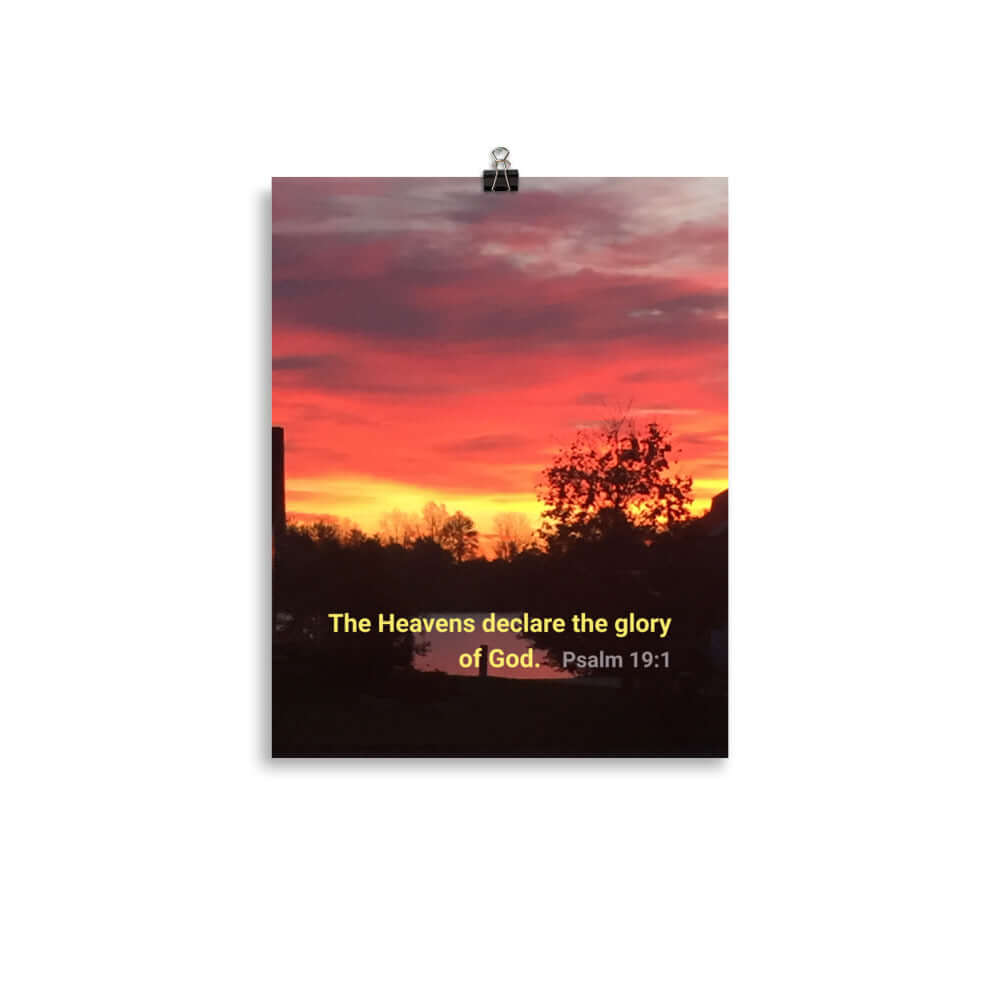 Psalm 19:1 Bible Verse, Sunset Glory Enhanced Matte Paper Poster Wall Art 11″×14″
