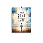 Matthew 19:26 Bible Verse Jesus Enhanced Matte Paper Poster 11″×14″