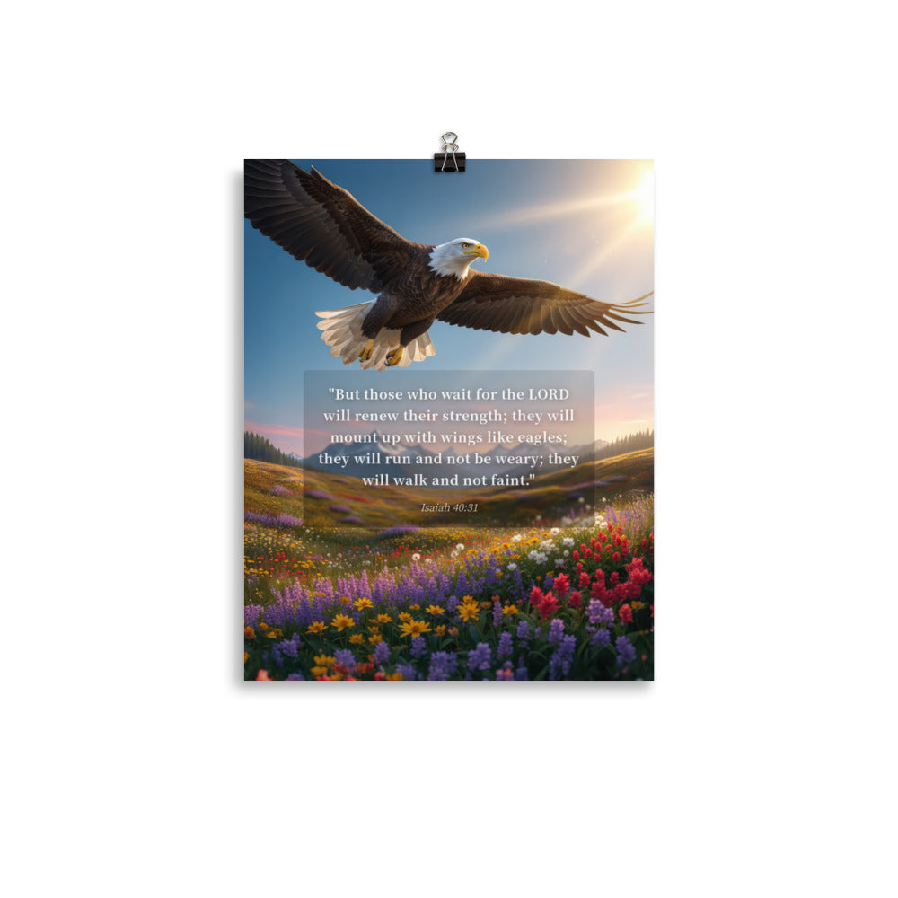 Isaiah 40:31 Bible Verse Who Wait Enhanced Matte Paper Poster 11″×14″