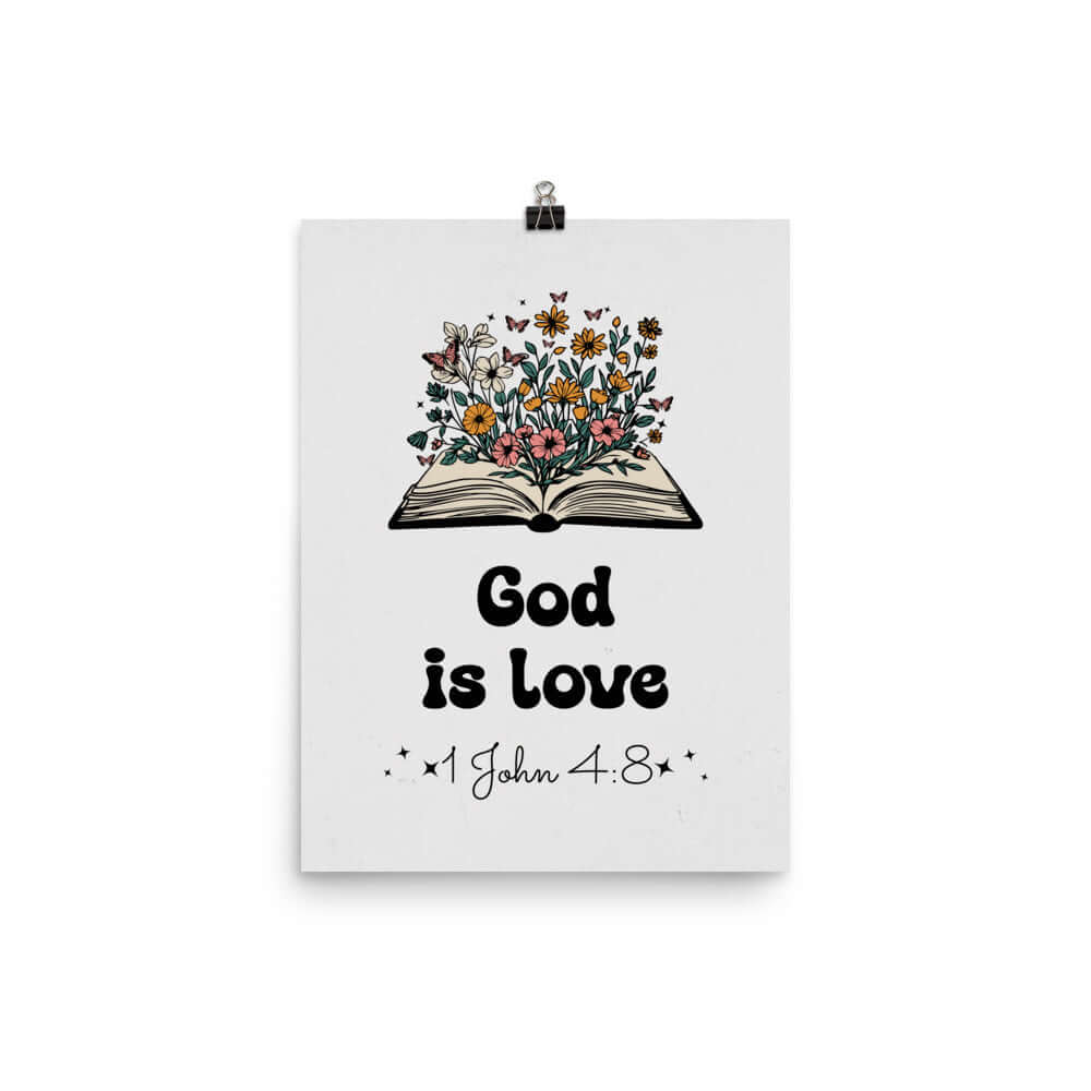 1 John 4:8 Bible Verse, God is Love Enhanced Matte Paper Poster Wall Art 12″×16″