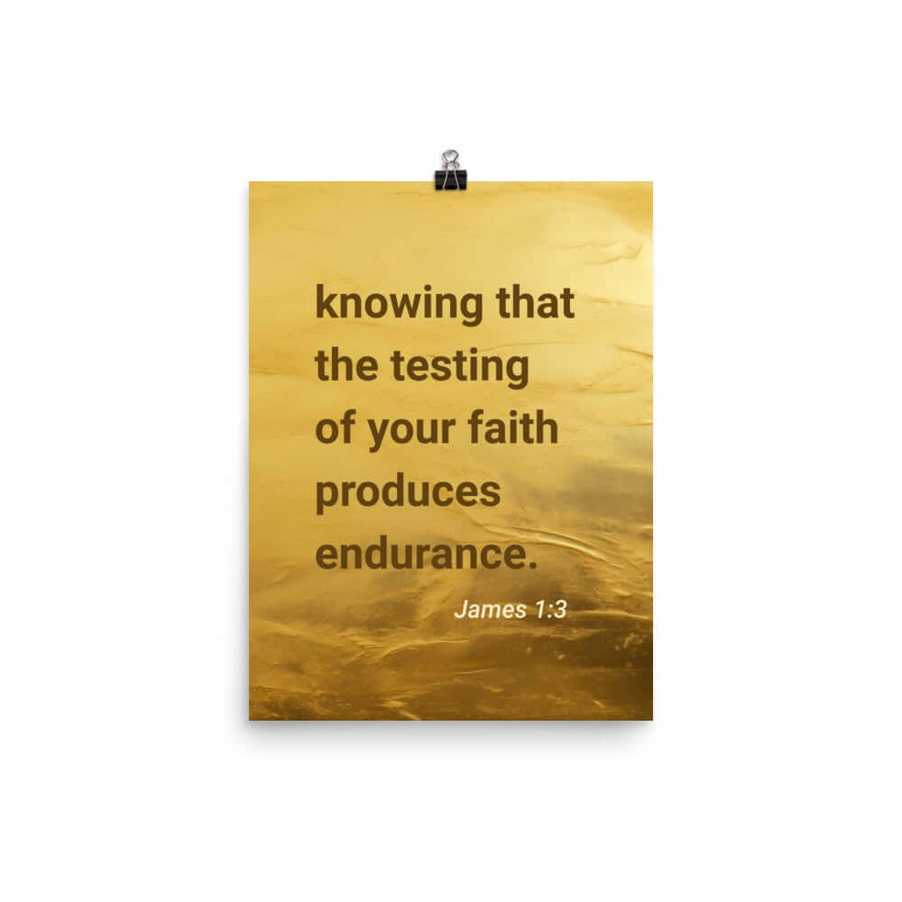 James 1:3 Bible Verse, testing of your faith Enhanced Matte Paper Poster Wall Art 12″×16″