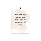 Romans 3:23 Bible Verse, fall short Enhanced Matte Paper Poster Wall Art 12″×16″
