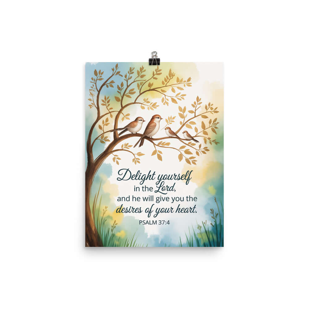 Psalm 37:4 Bible Verse, Yourself Enhanced Matte Paper Poster 12″×16″