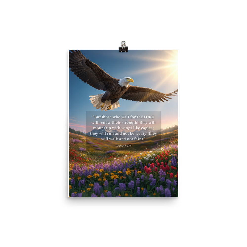 Isaiah 40:31 Bible Verse Who Wait Enhanced Matte Paper Poster 12″×16″