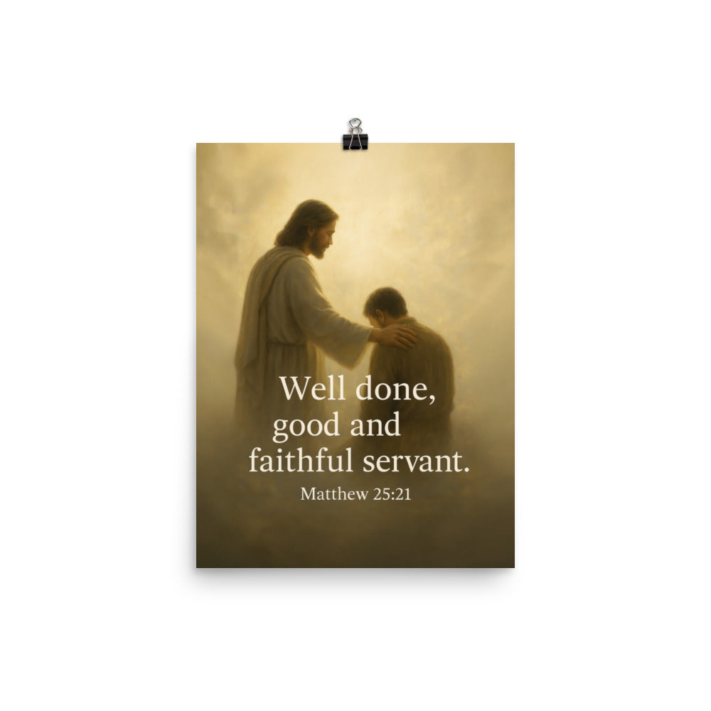 Matthew 25:21 Bible Verse Well Done Enhanced Matte Paper Poster 12″×16″